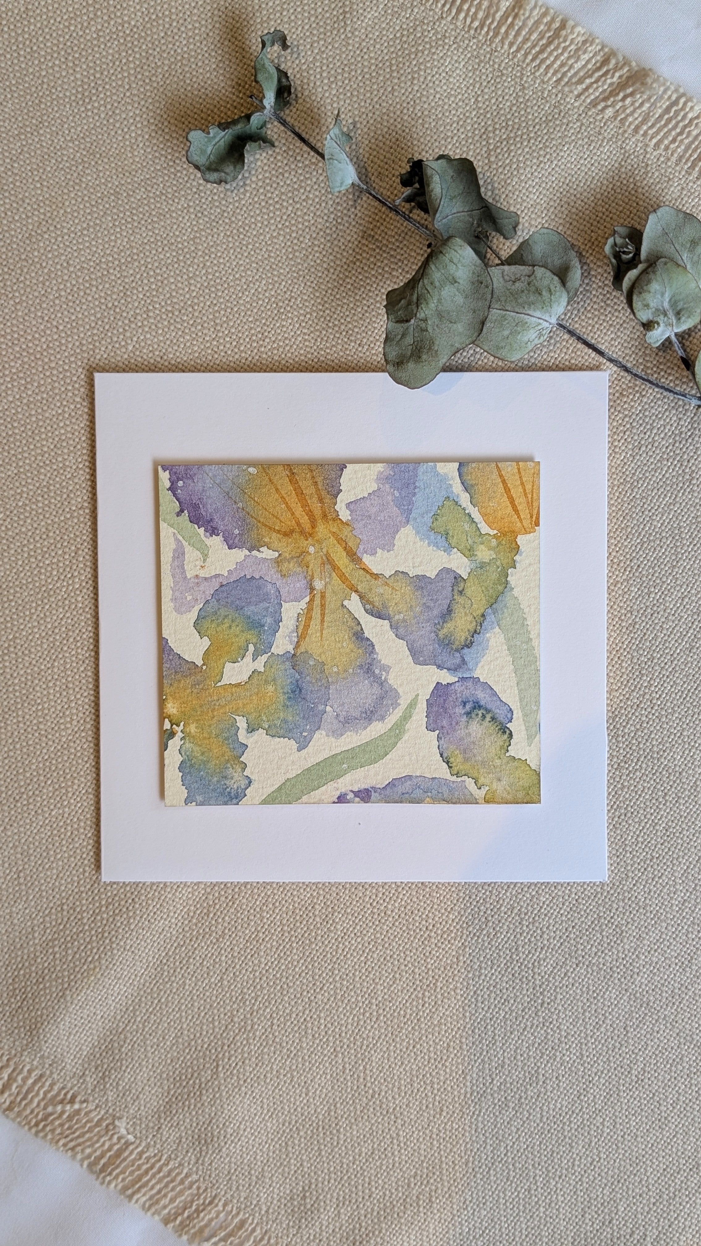 Hand Painted Iris-Inspired Watercolour Gift Card