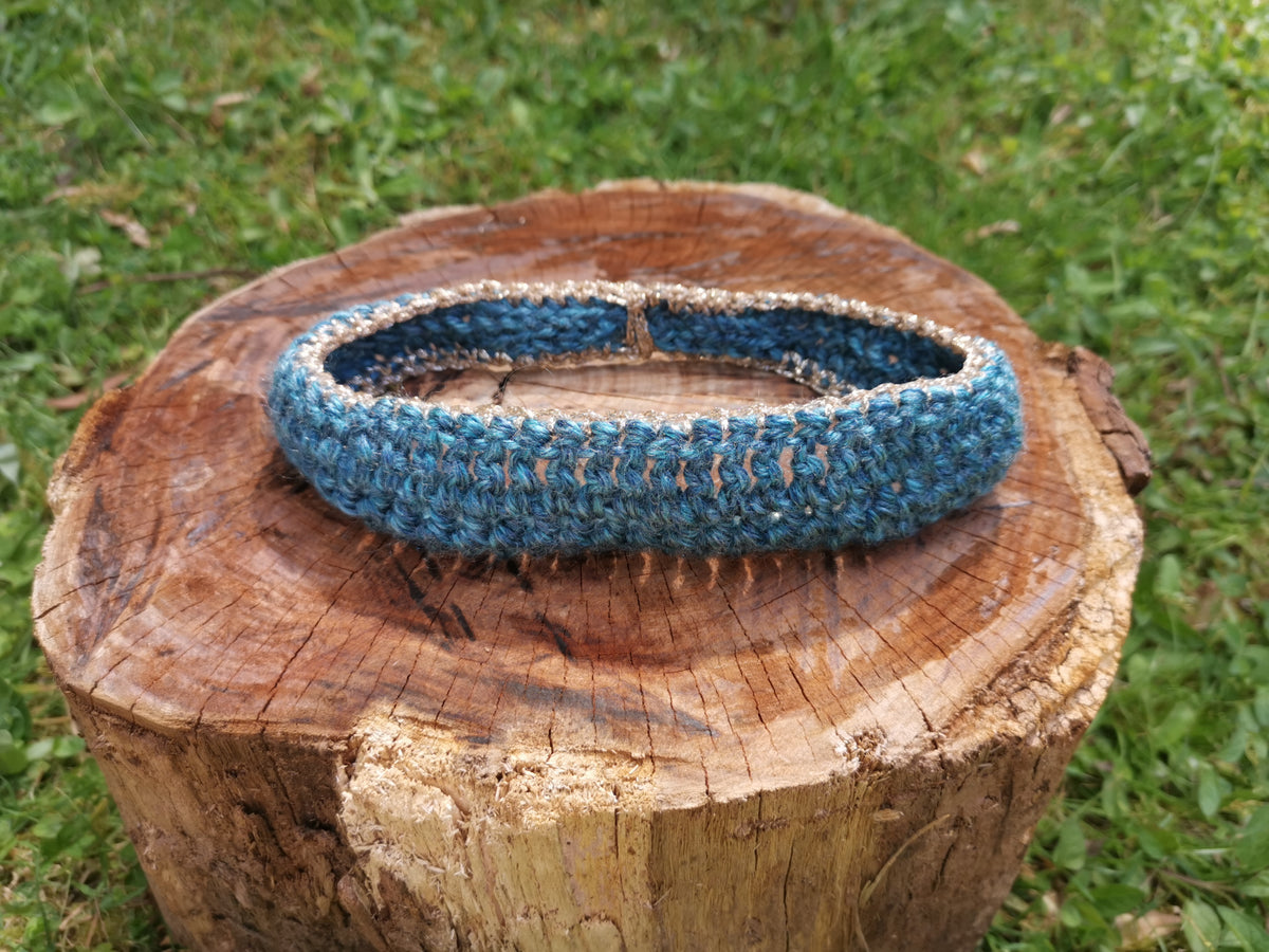 Blue and Gold Crochet Headband