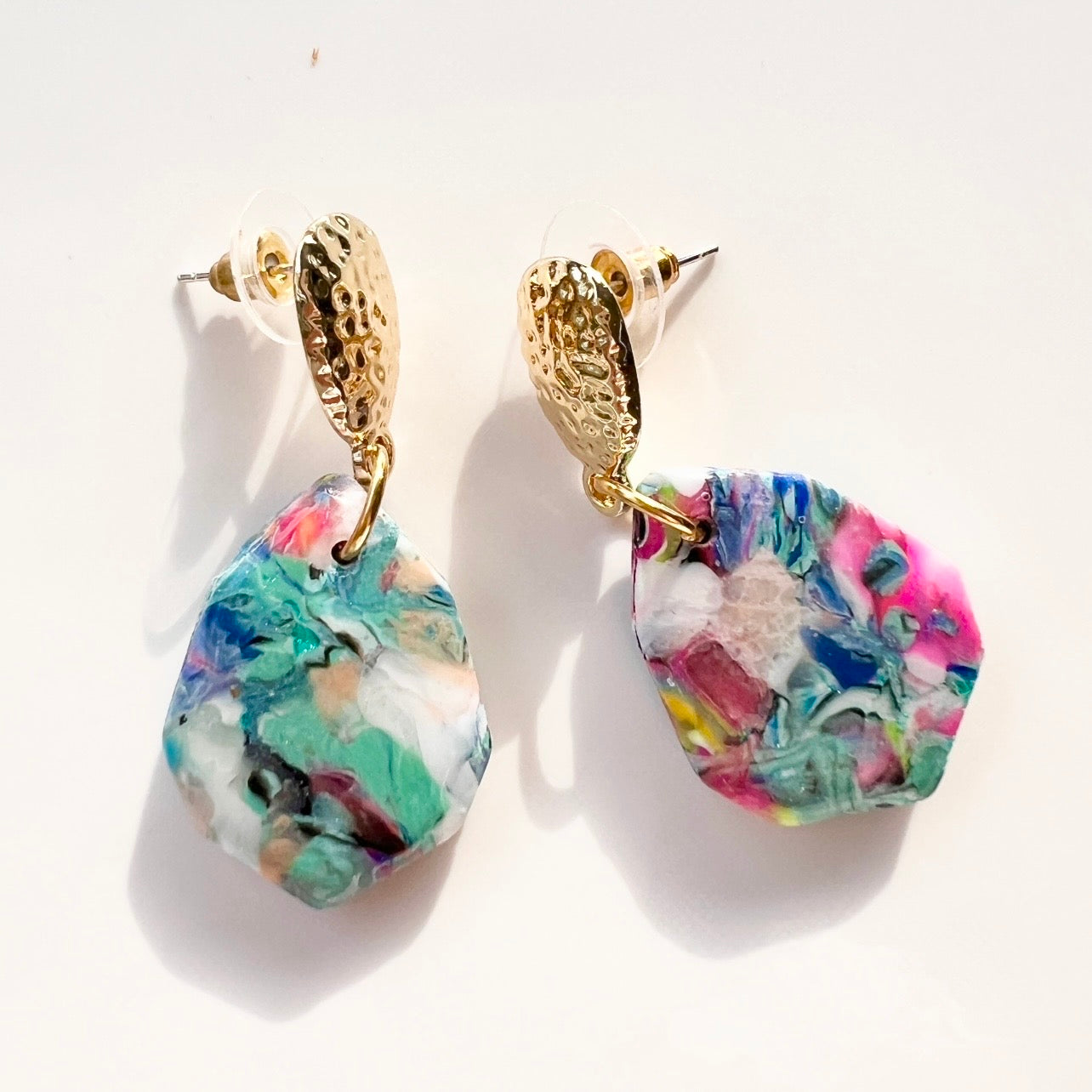Earrings ~Blue ~Dangles~Polymer Clay ~Resin