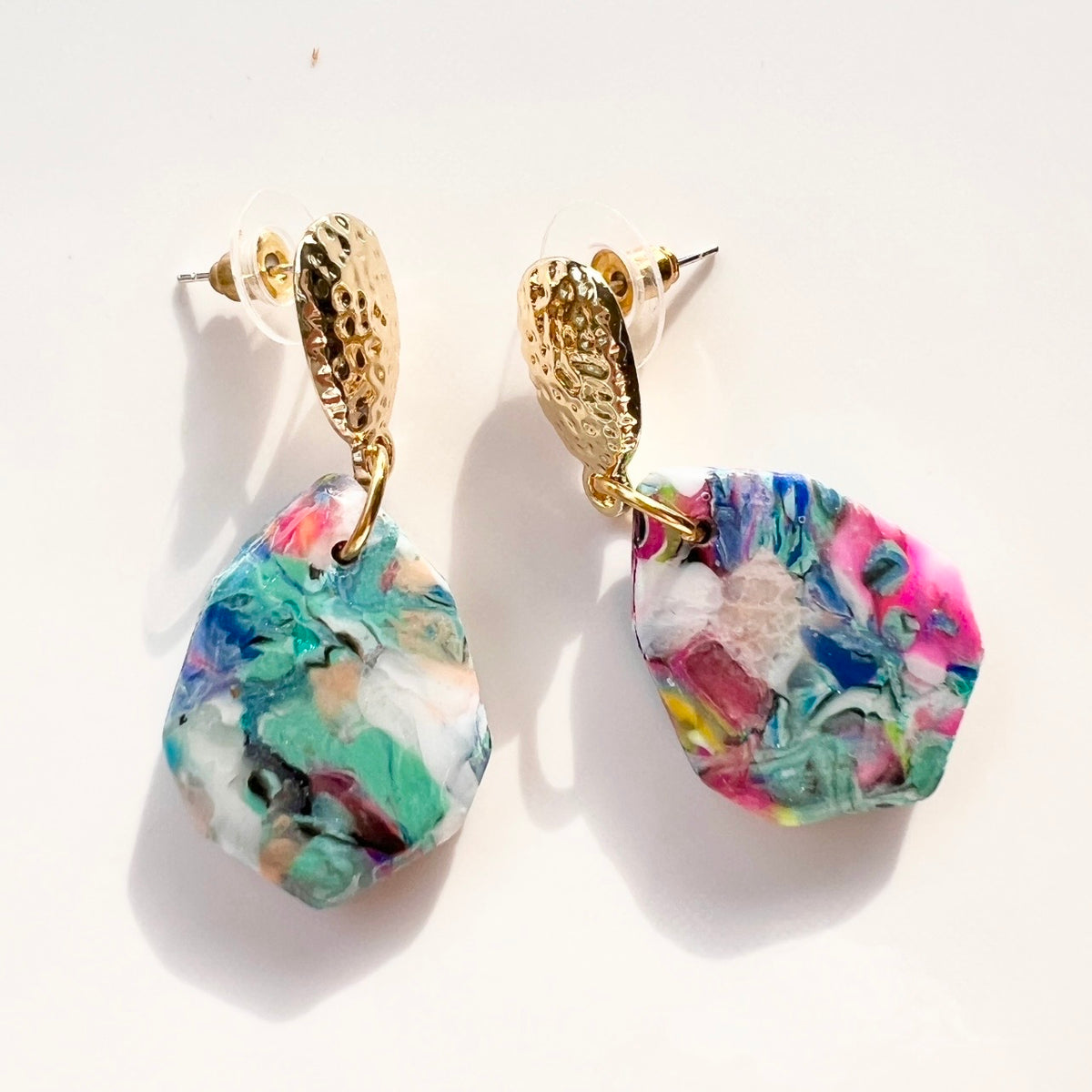 Earrings ~Blue ~Dangles~Polymer Clay ~Resin