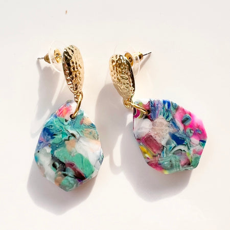 Earrings ~Blue ~Dangles~Polymer Clay ~Resin