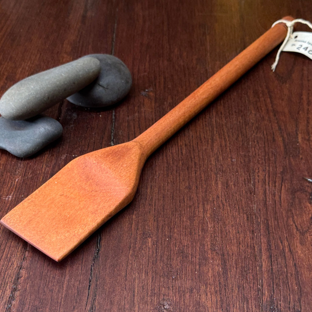 Hand turned long handle Australian Bloodwood mixing spoon