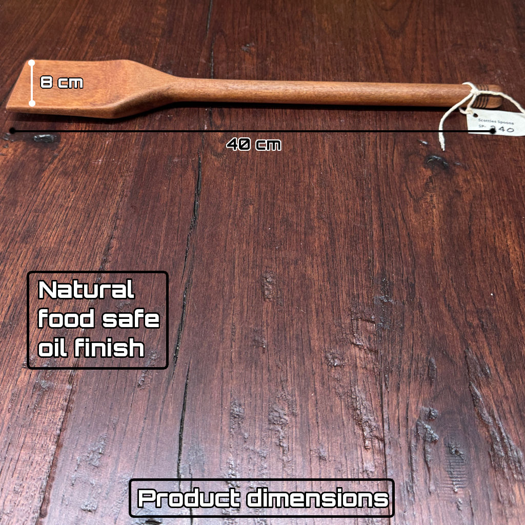 Hand turned long handle Australian Bloodwood mixing spoon