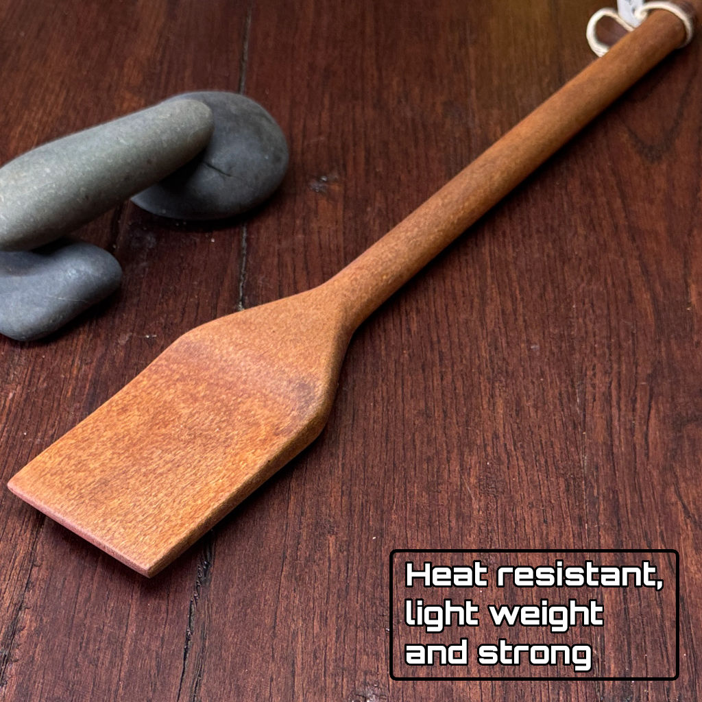 Hand turned long handle Australian Bloodwood mixing spoon