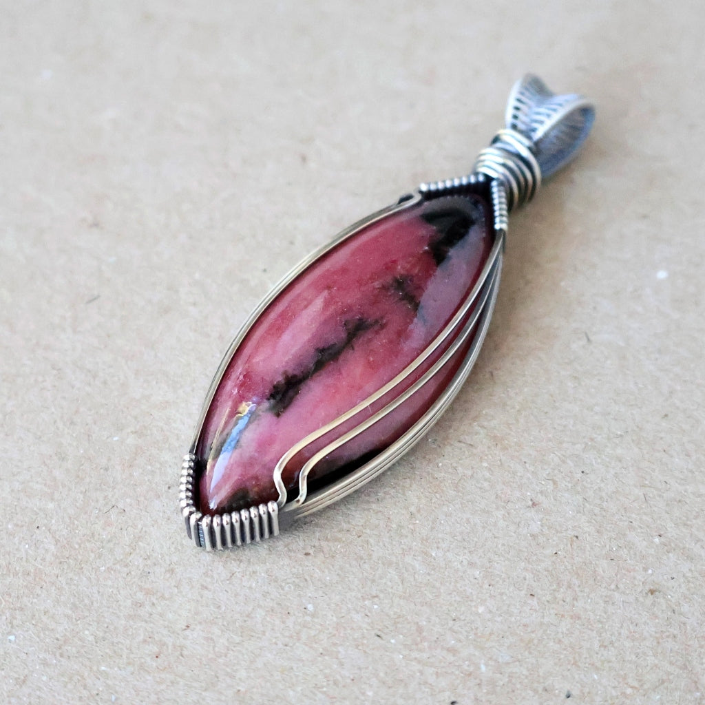 Handcrafted Rhodonite Pendant - Divine Feminine Talisman