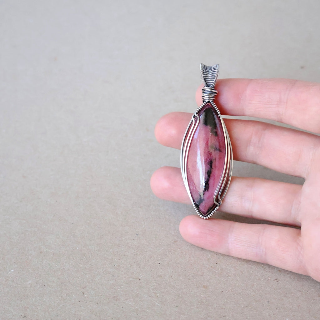 Handcrafted Rhodonite Pendant - Divine Feminine Talisman