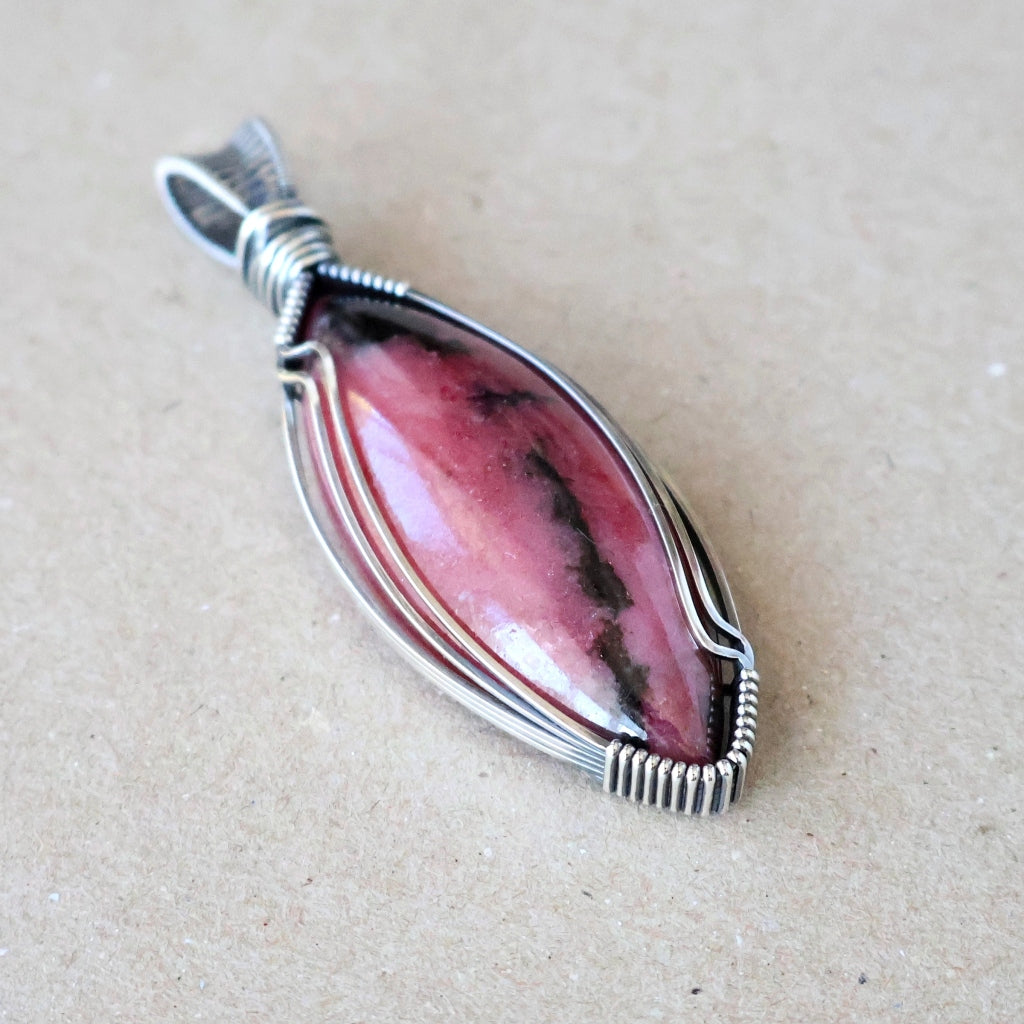 Handcrafted Rhodonite Pendant - Divine Feminine Talisman