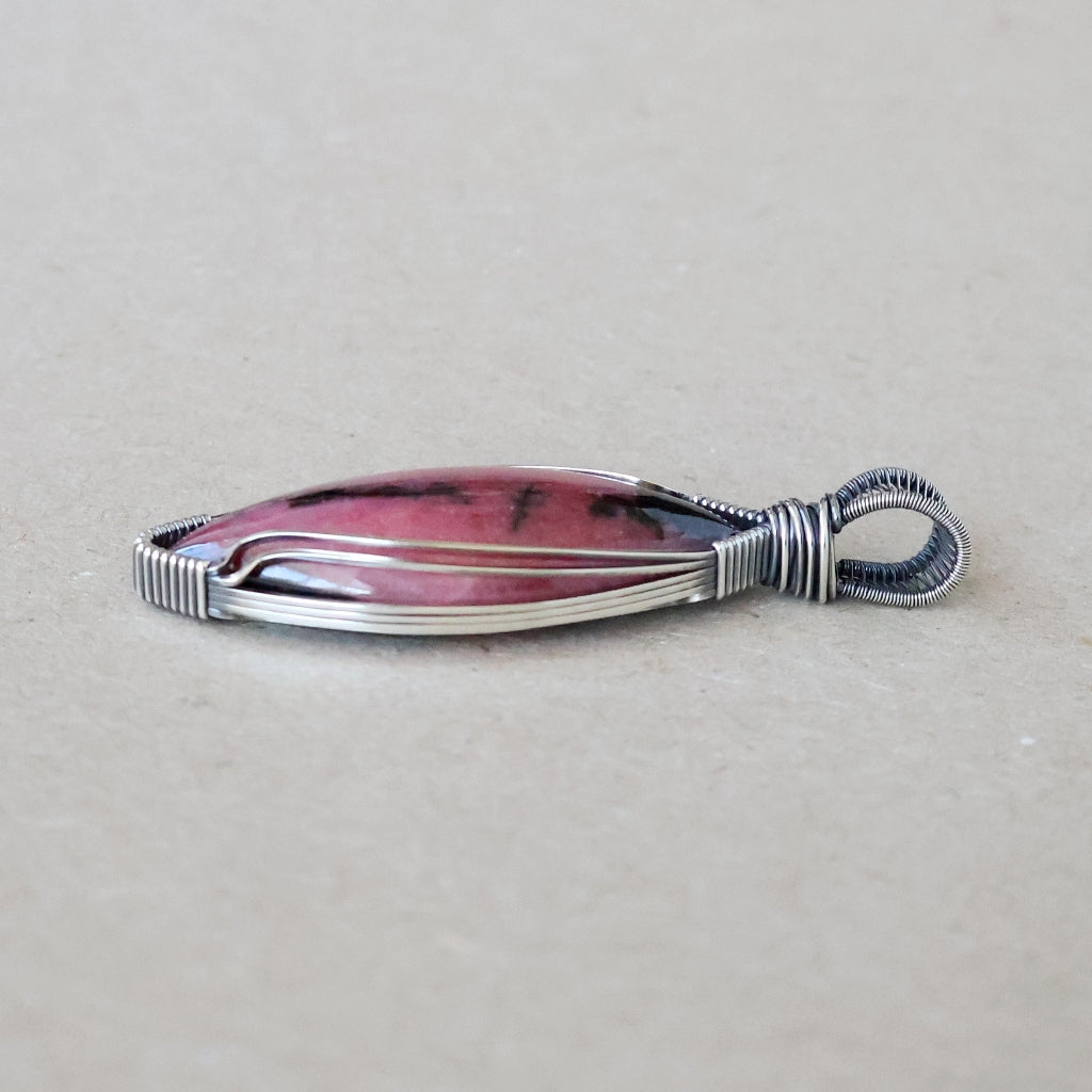 Handcrafted Rhodonite Pendant - Divine Feminine Talisman