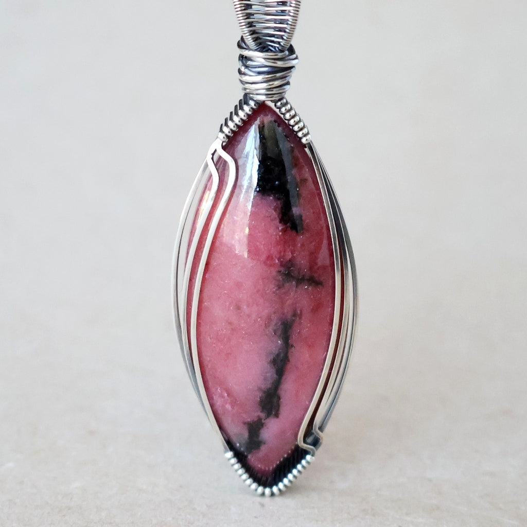 Handcrafted Rhodonite Pendant - Divine Feminine Talisman