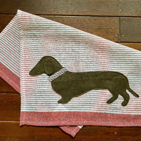 Dachshund Tea Towel - Appliqued