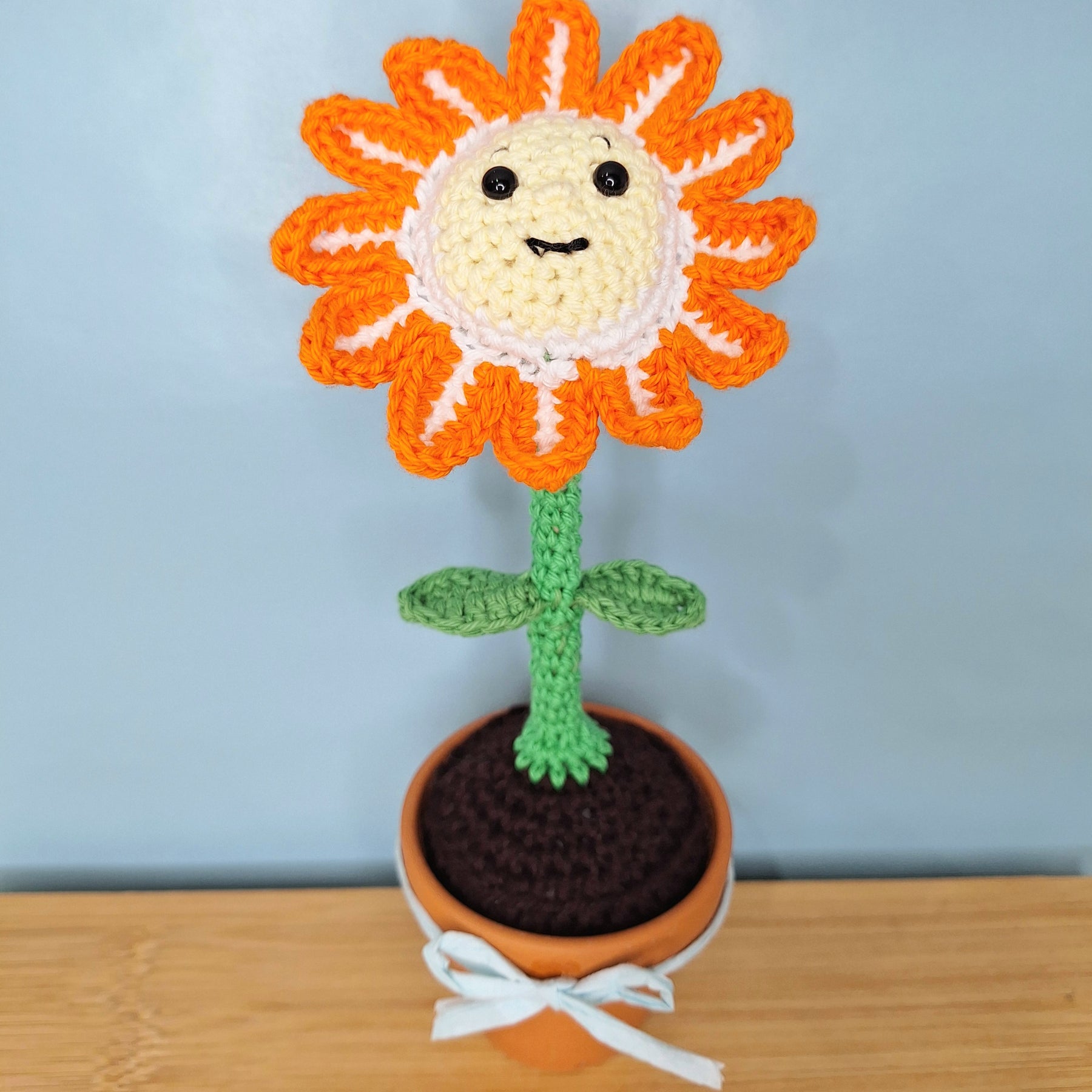 Happy Daisy Crocheted Flower in  Terracotta Pot