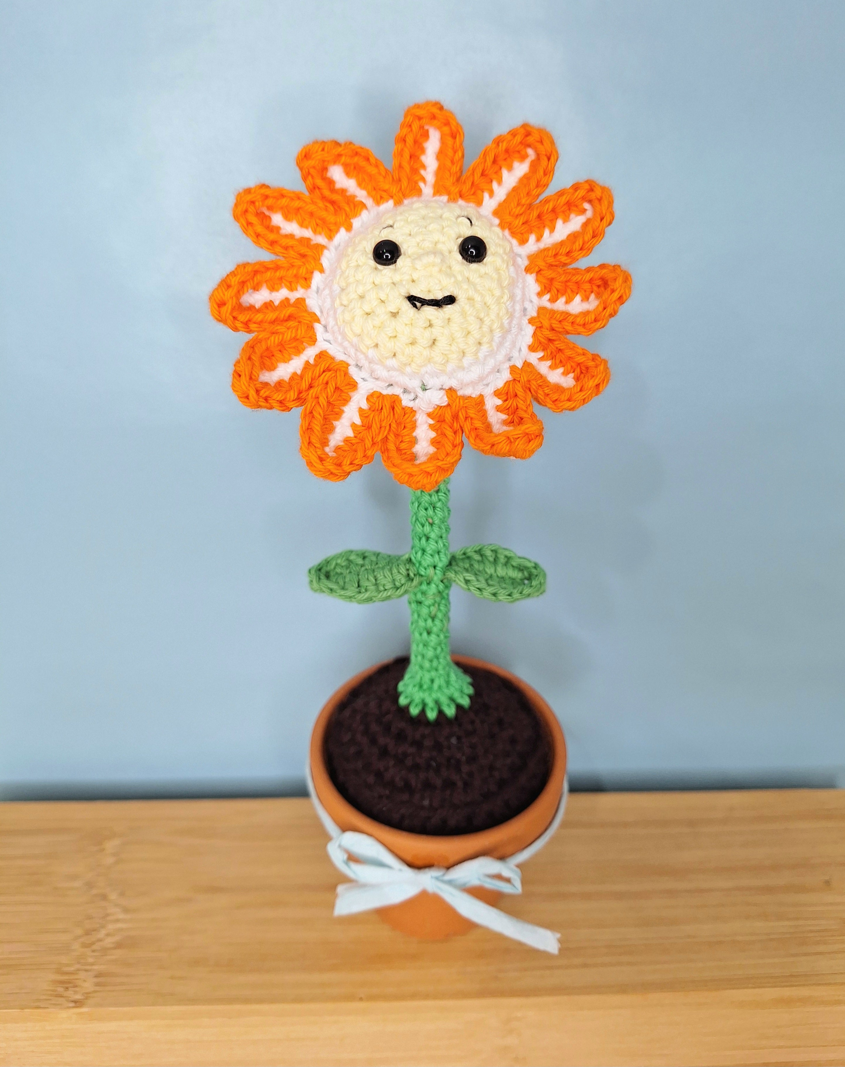 Happy Daisy Crocheted Flower in  Terracotta Pot