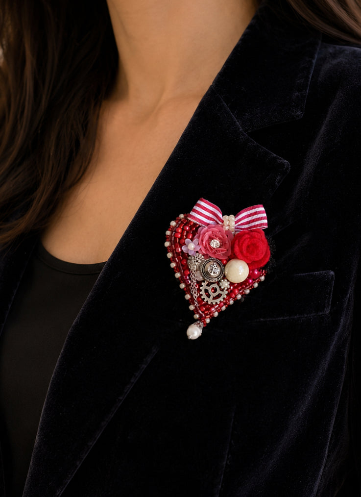 Timeless Red Heart Brooch