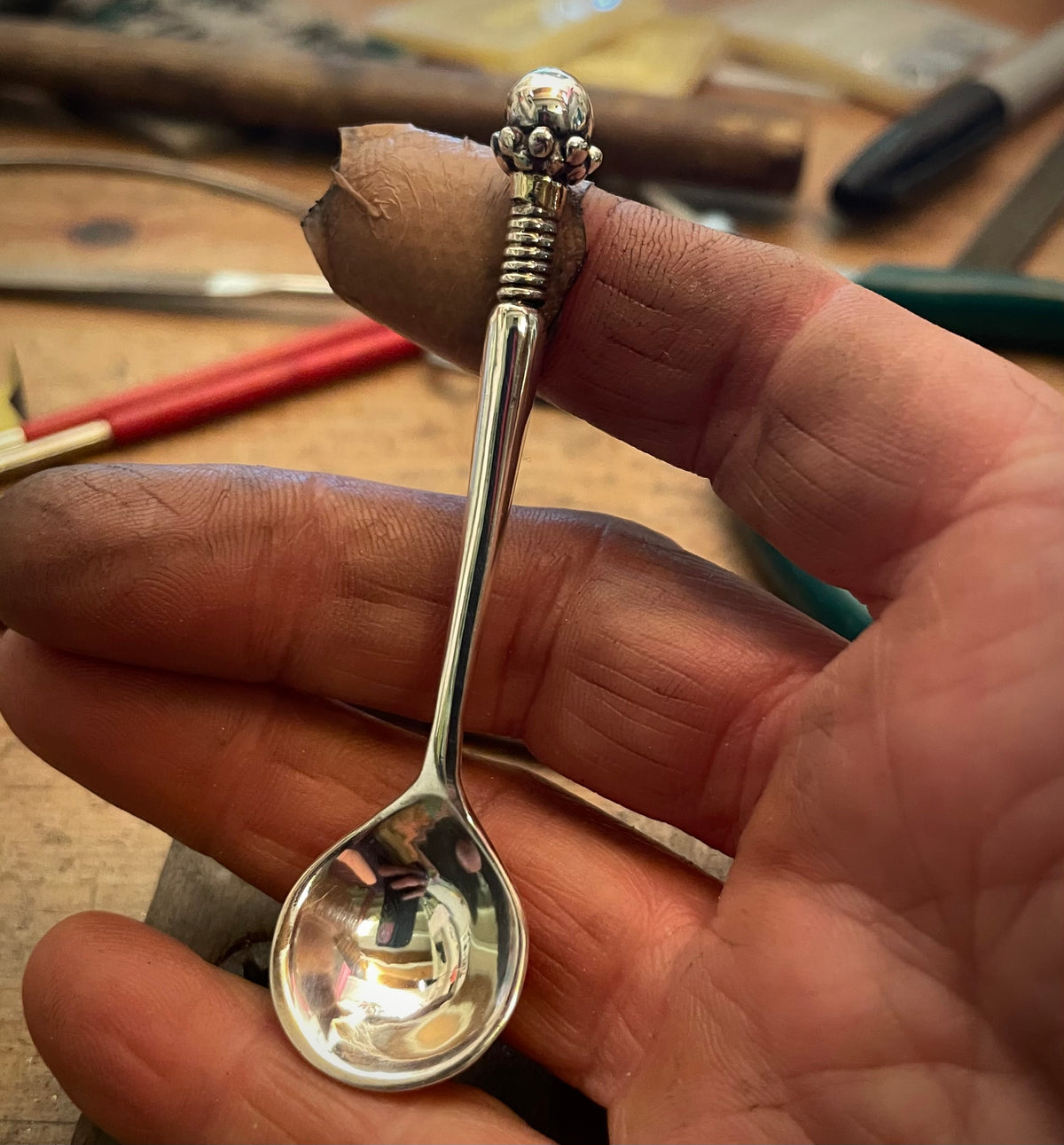 Cute sterling silver salt spoon
