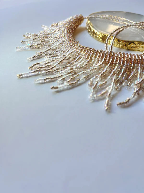 SILVER CRYSTAL * 2 colors | festive necklace | beaded handmade