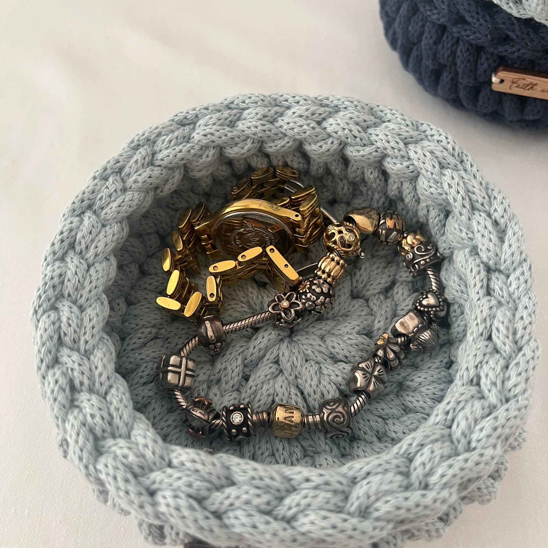 Mini Basket - crocheted - colour Misty