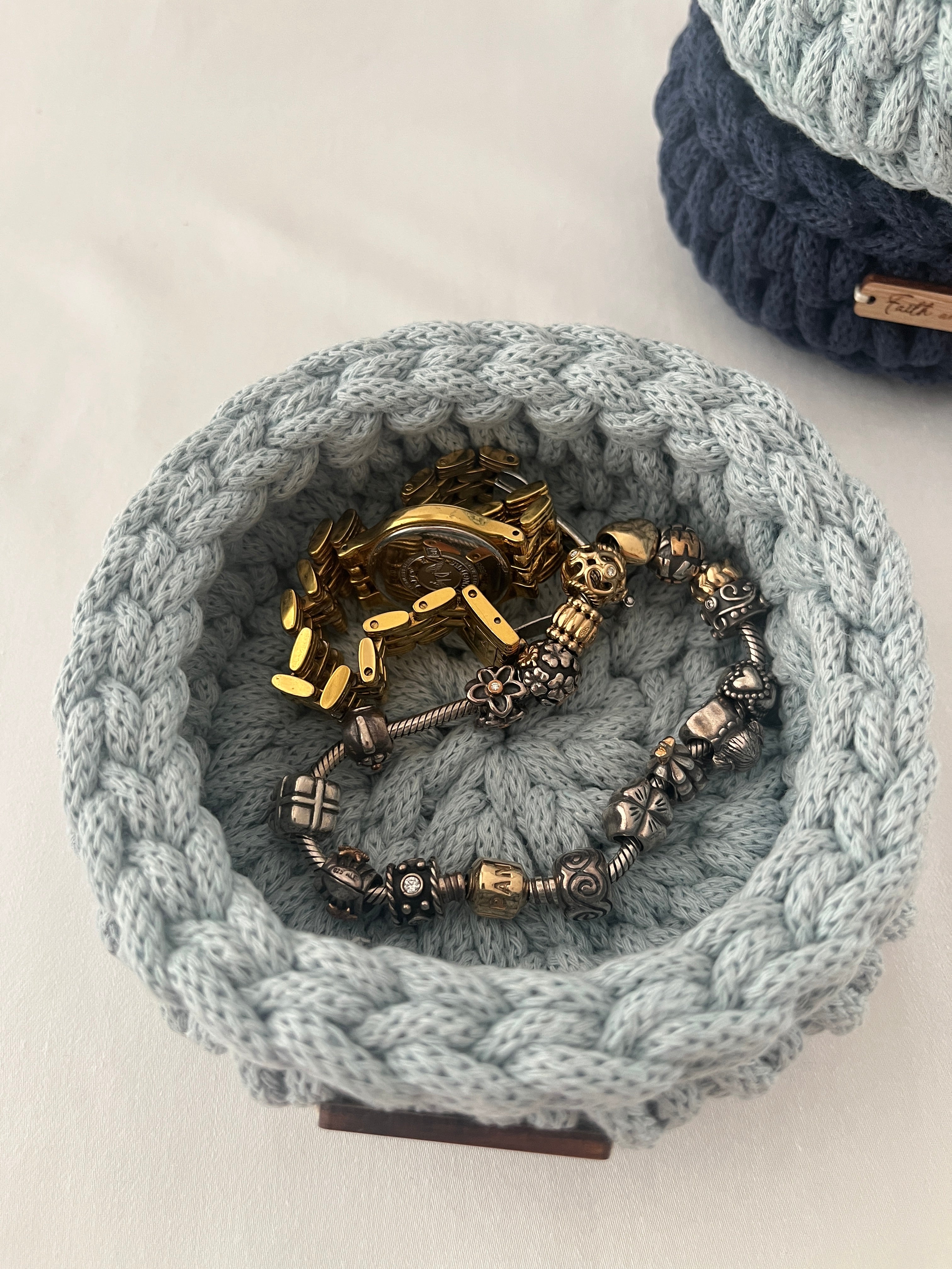Mini Basket - crocheted - colour Misty