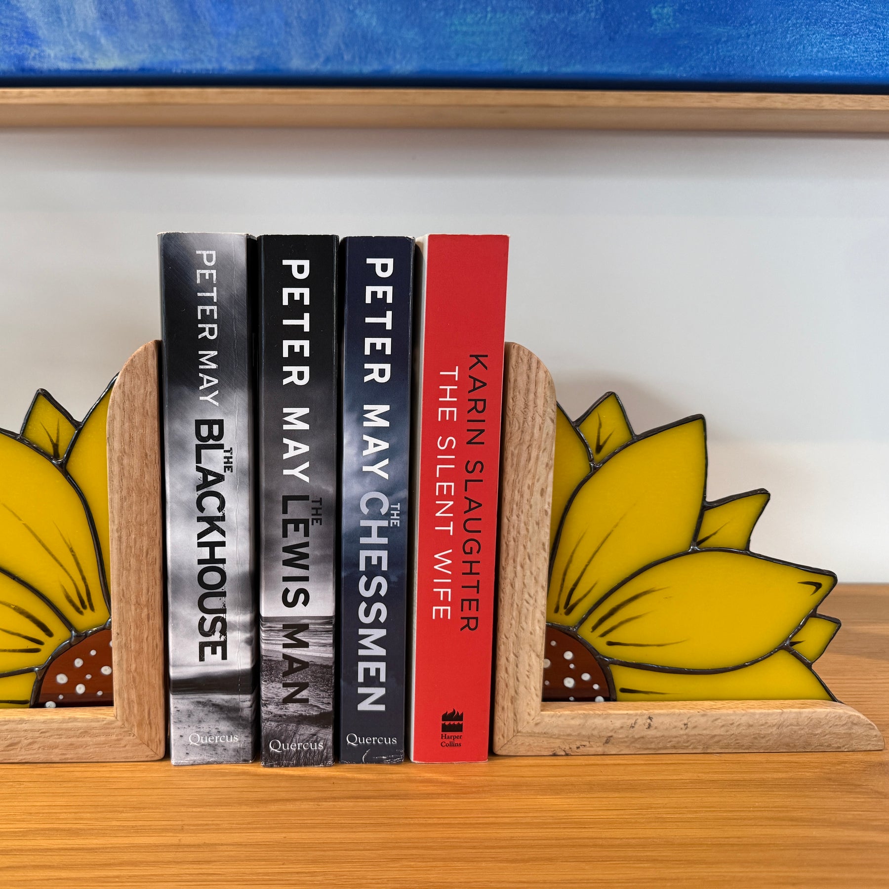 Stained Glass Sunflowers on Australian Timber Bookends