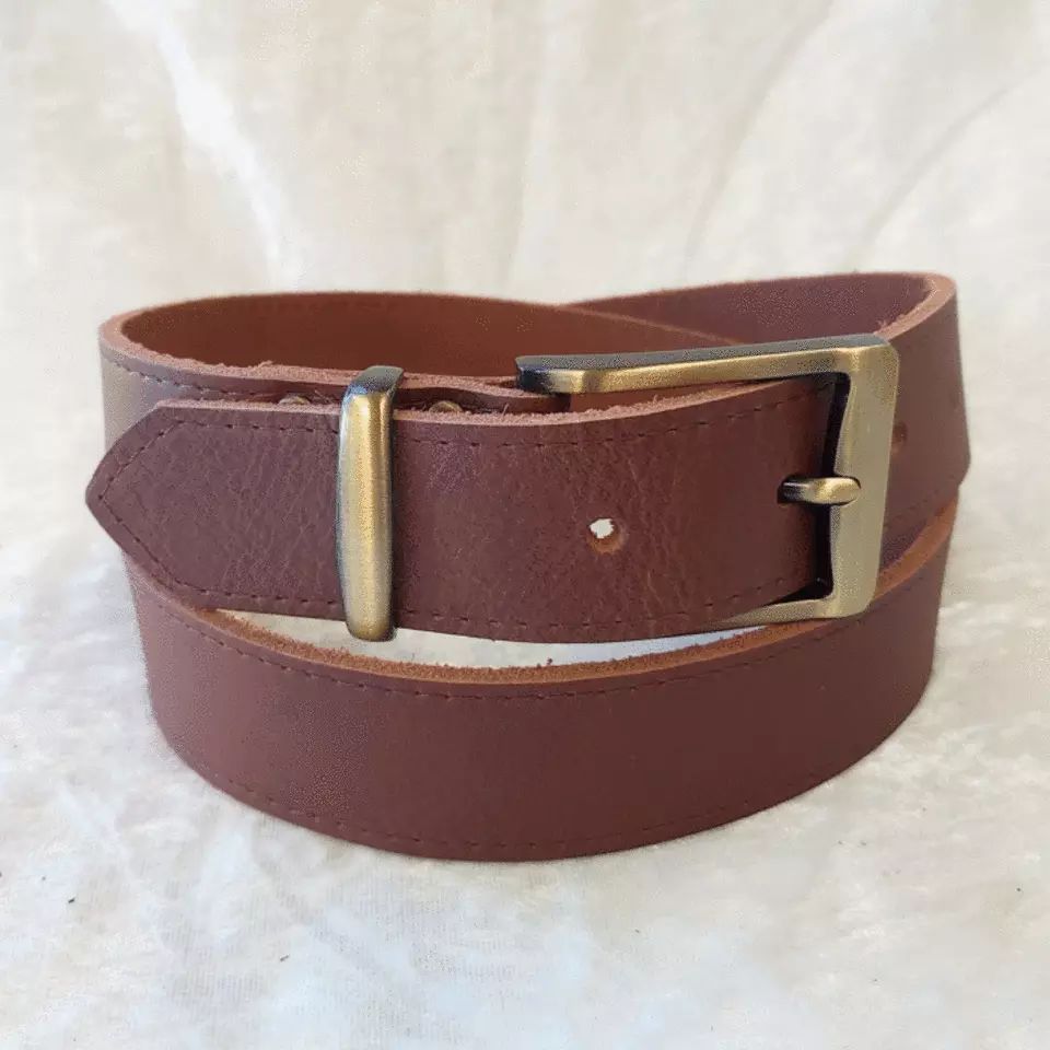 Brown Genuine Cowhide Leather Belt, Australian Made, 33mm Wide