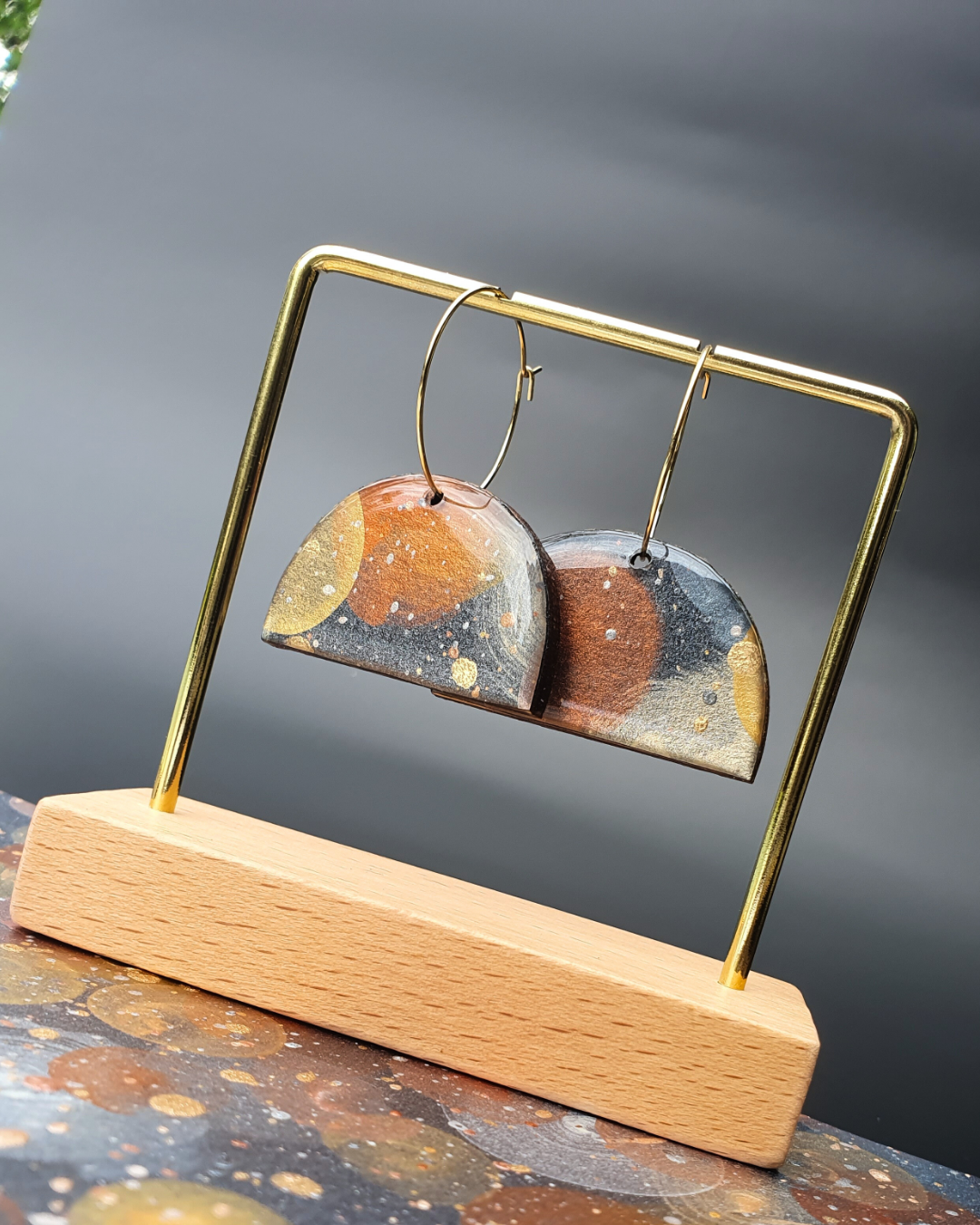 The Desert Dreaming Collection | Resin art jewellery | Large dangle earrings