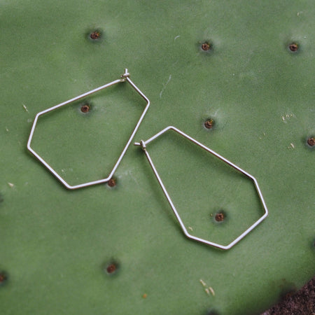 Long Hexagonal Hoops | Sterling Silver