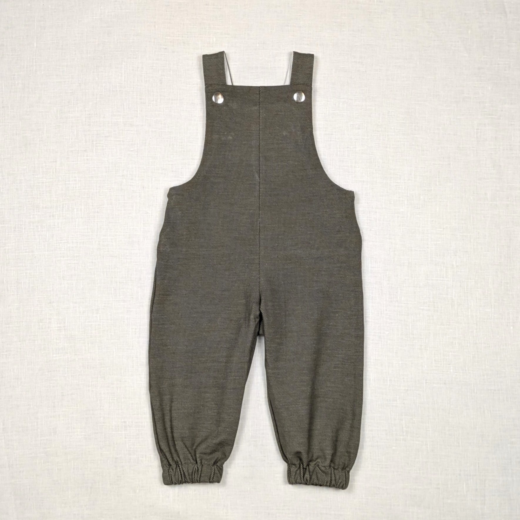 Handmade Long Childrens Overalls | Olive Stretch Denim Collection | sizes 0-3y