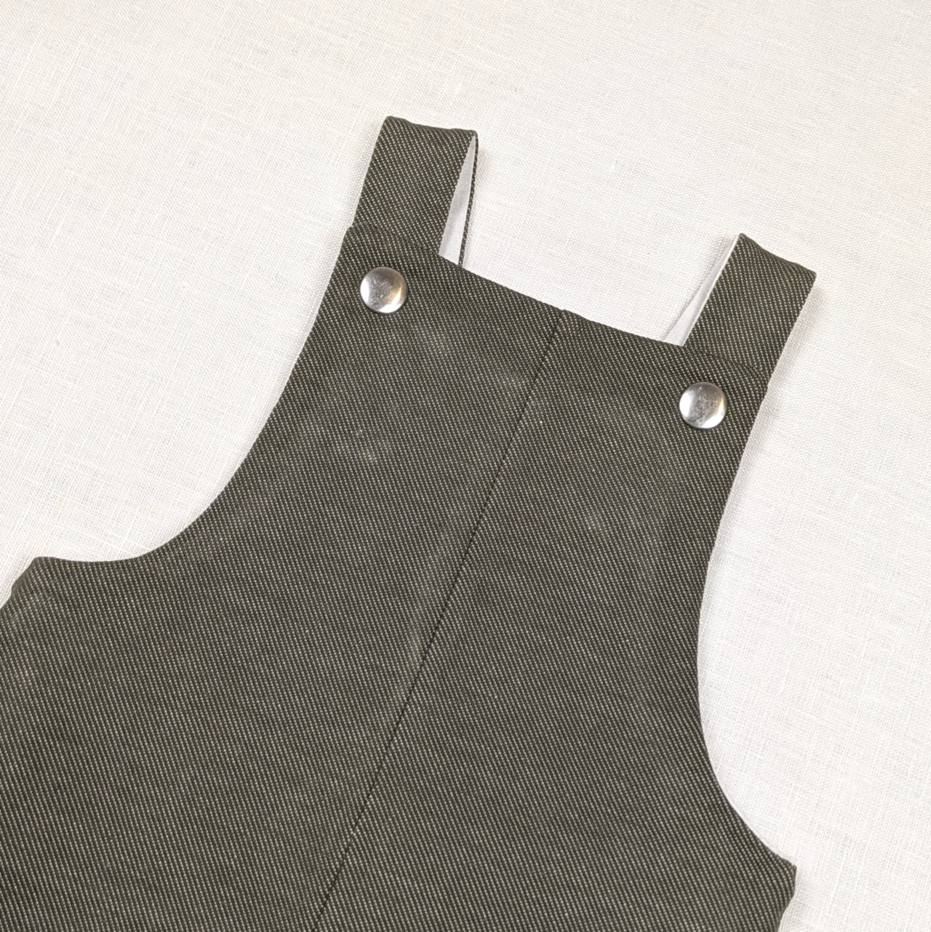 Handmade Long Childrens Overalls | Olive Stretch Denim Collection | sizes 0-3y