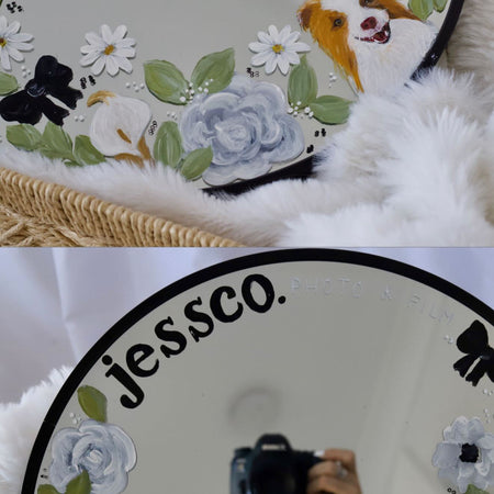 Hand Painted Small Round Mirror