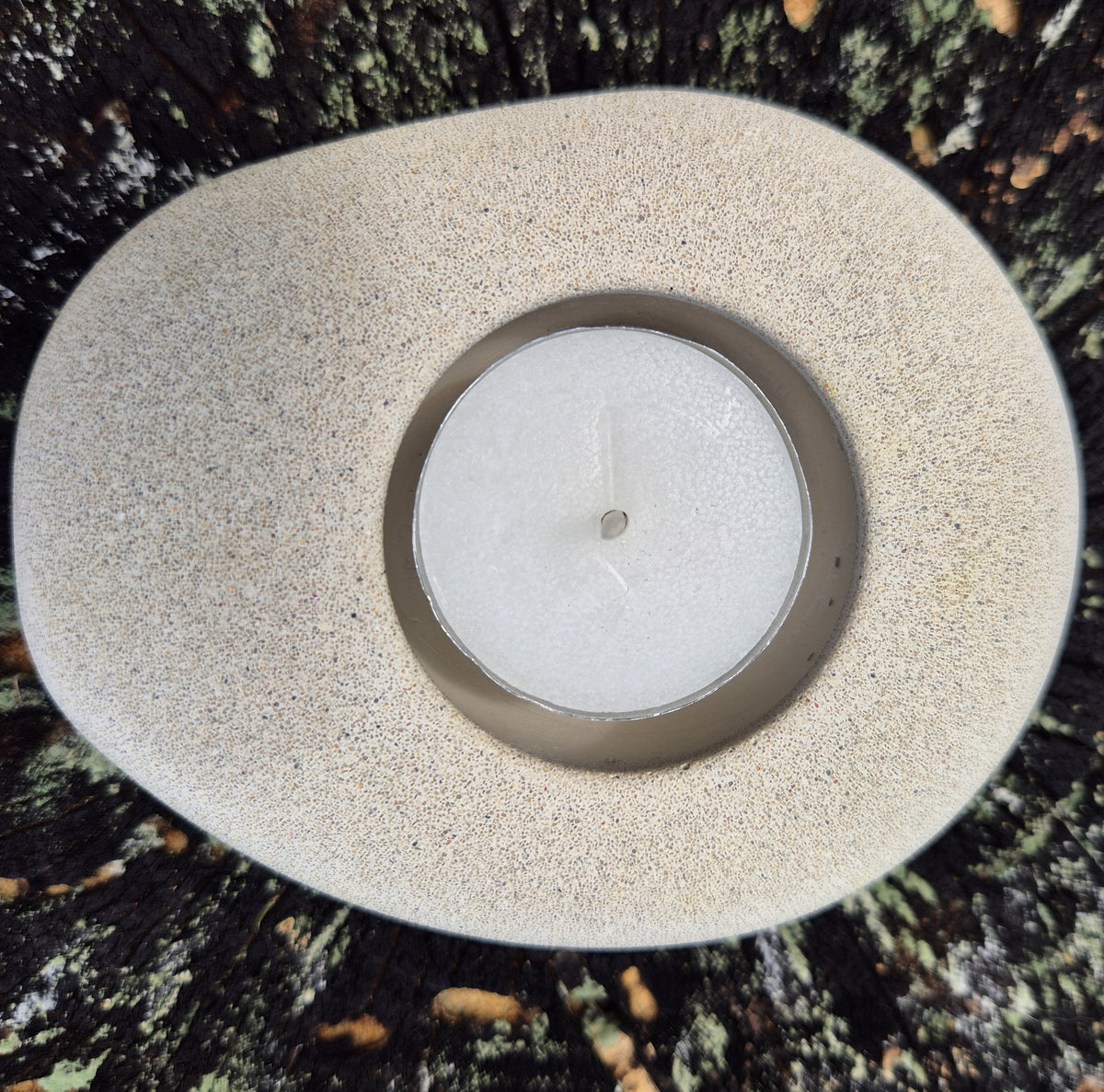 Large eco-stone pebble shaped tealight candle holder