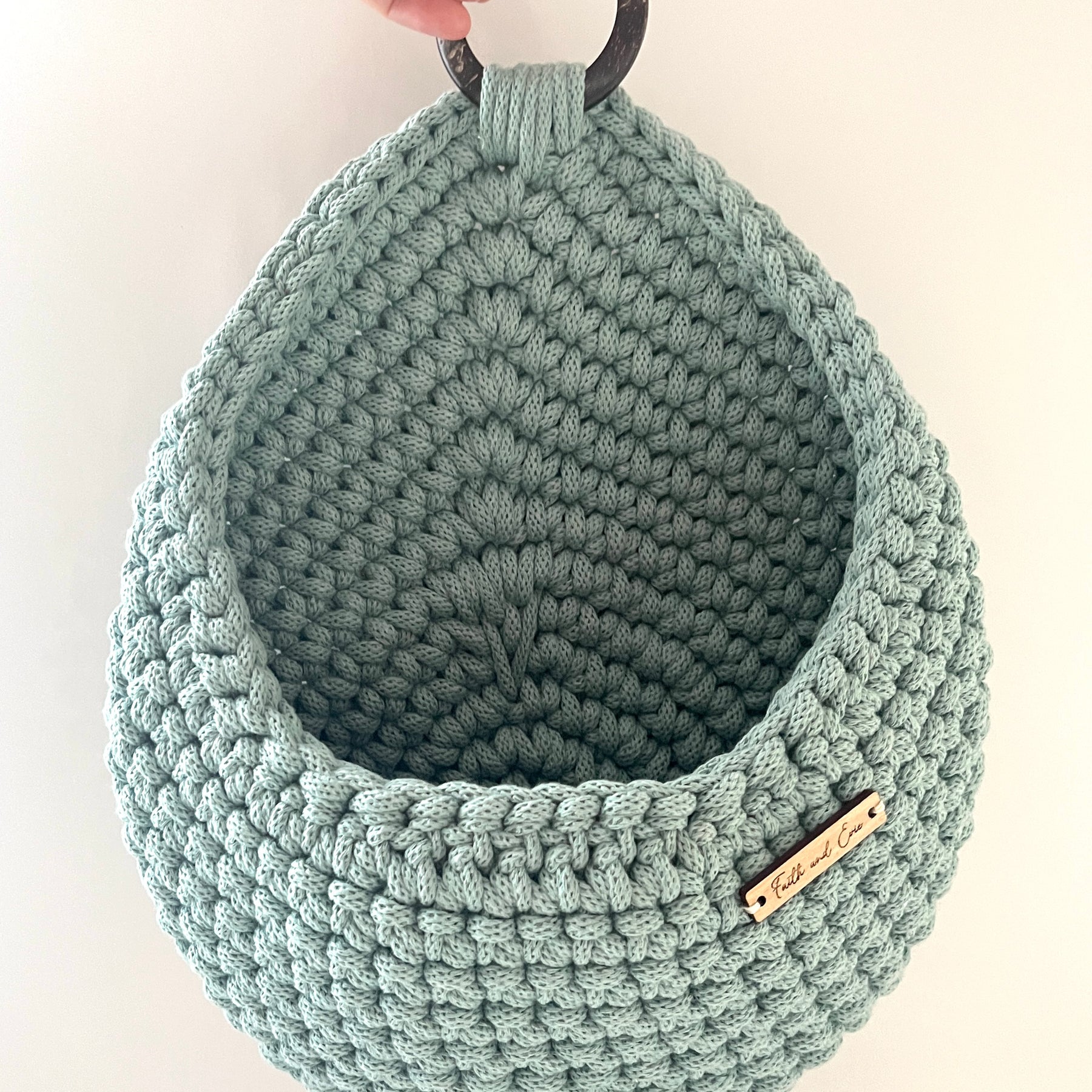 Crochet Hanging Basket - colour Duck Egg