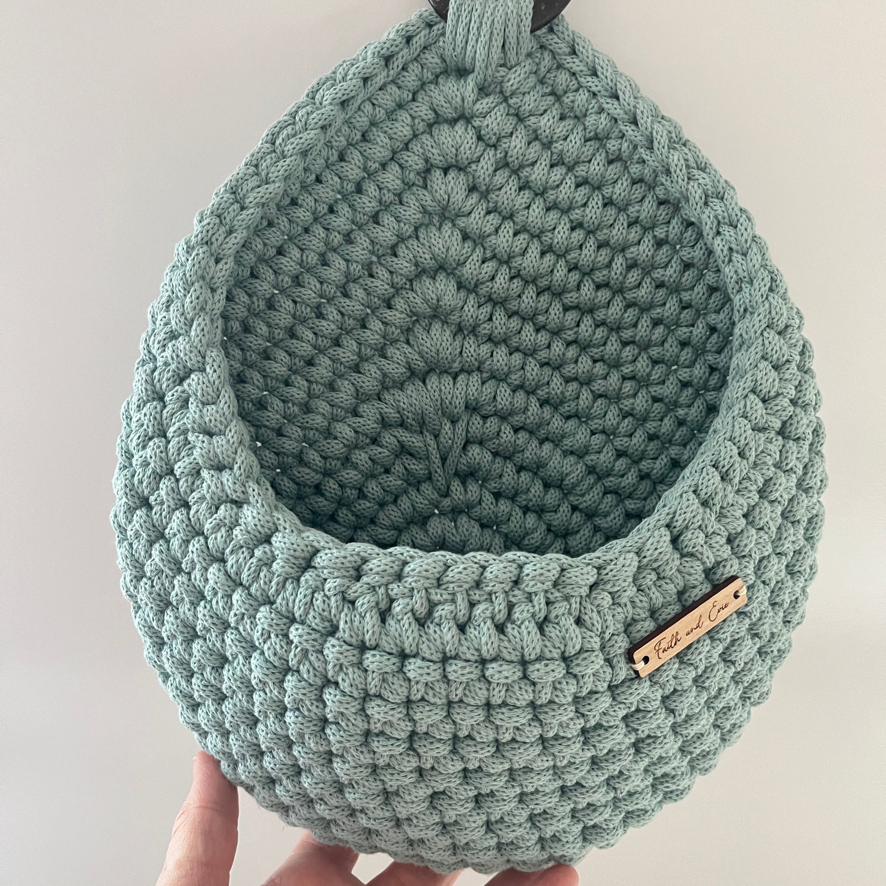 Crochet Hanging Basket - colour Duck Egg