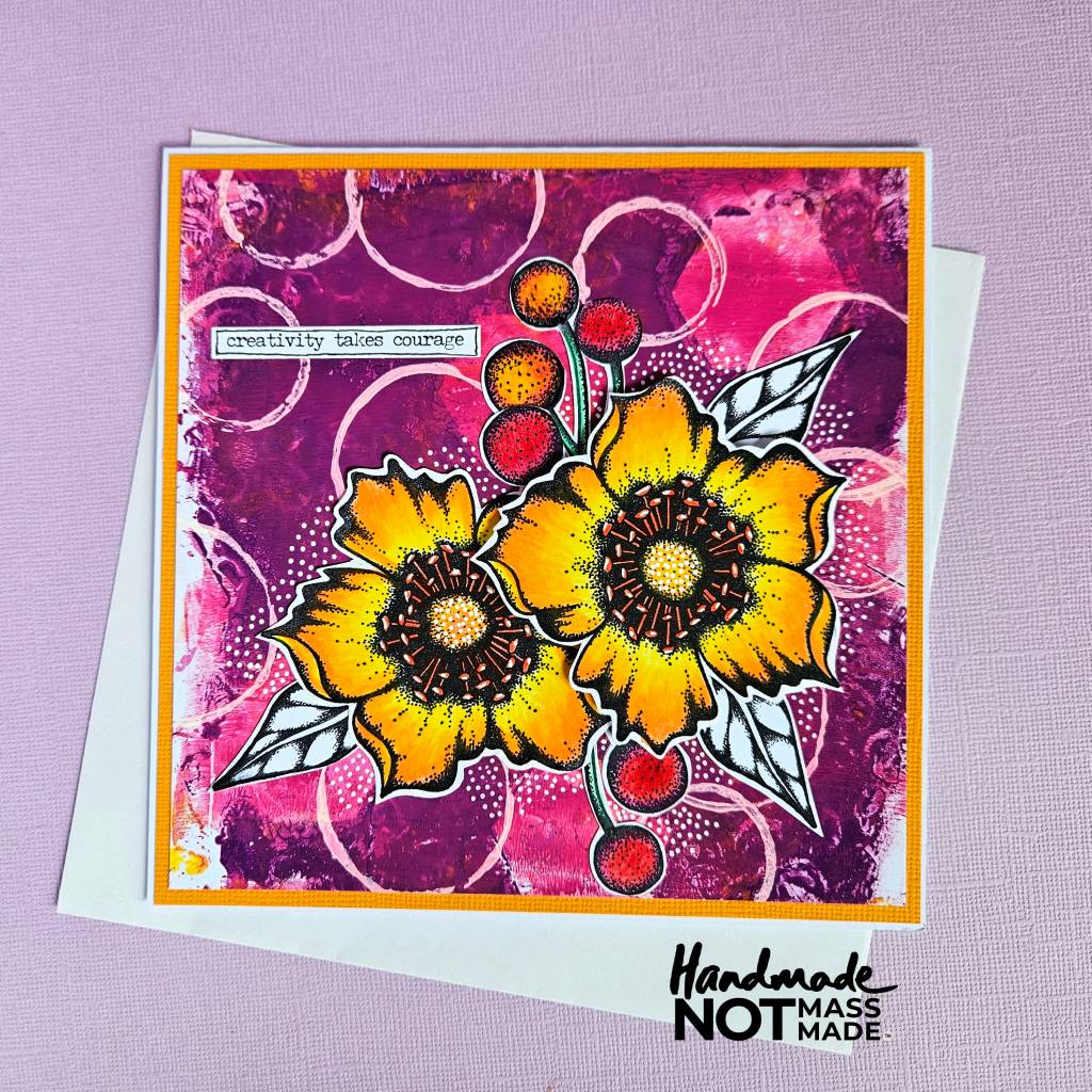 "Creativity takes courage", pretty floral, blank greeting card