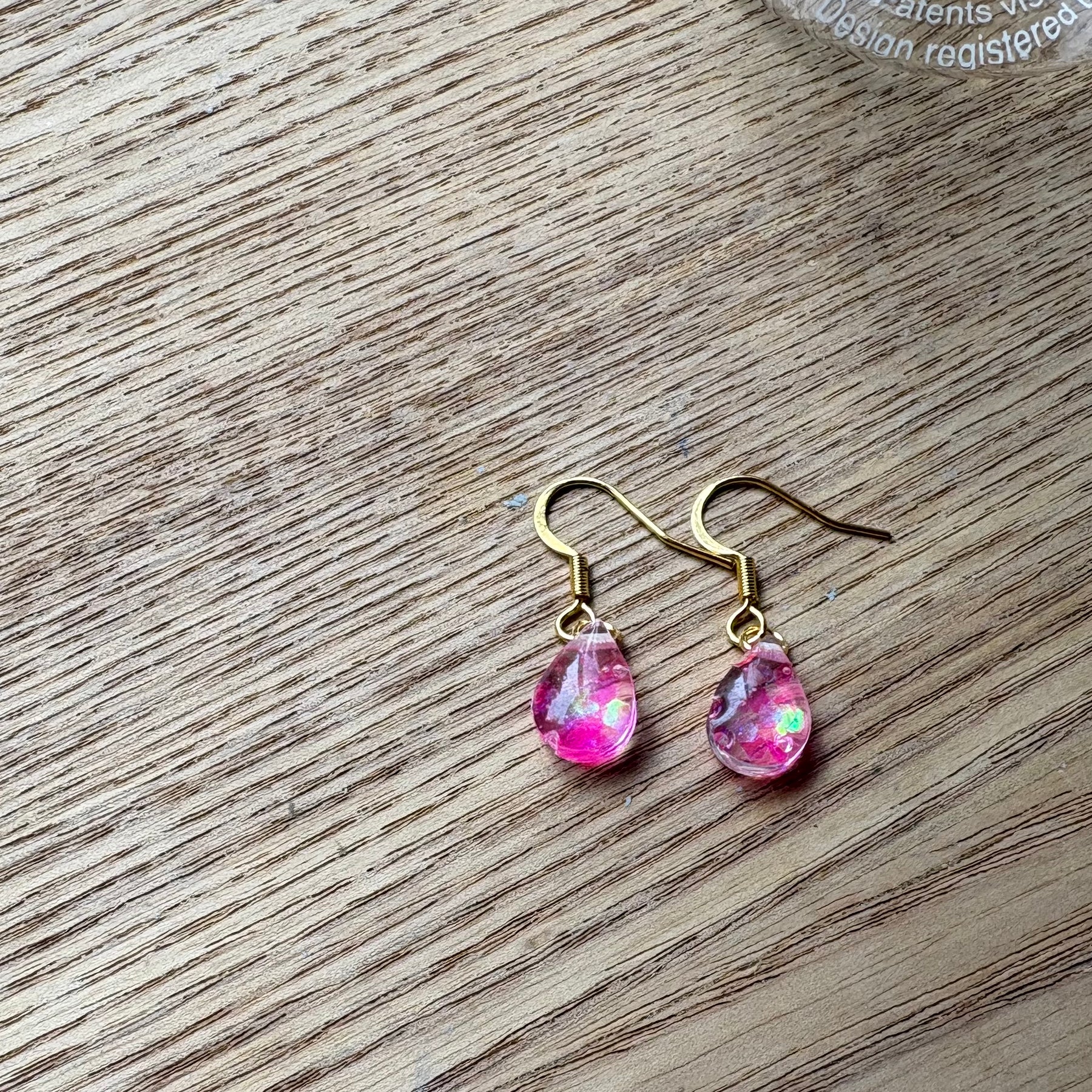 Small Teardrop Resin Earrings- pink