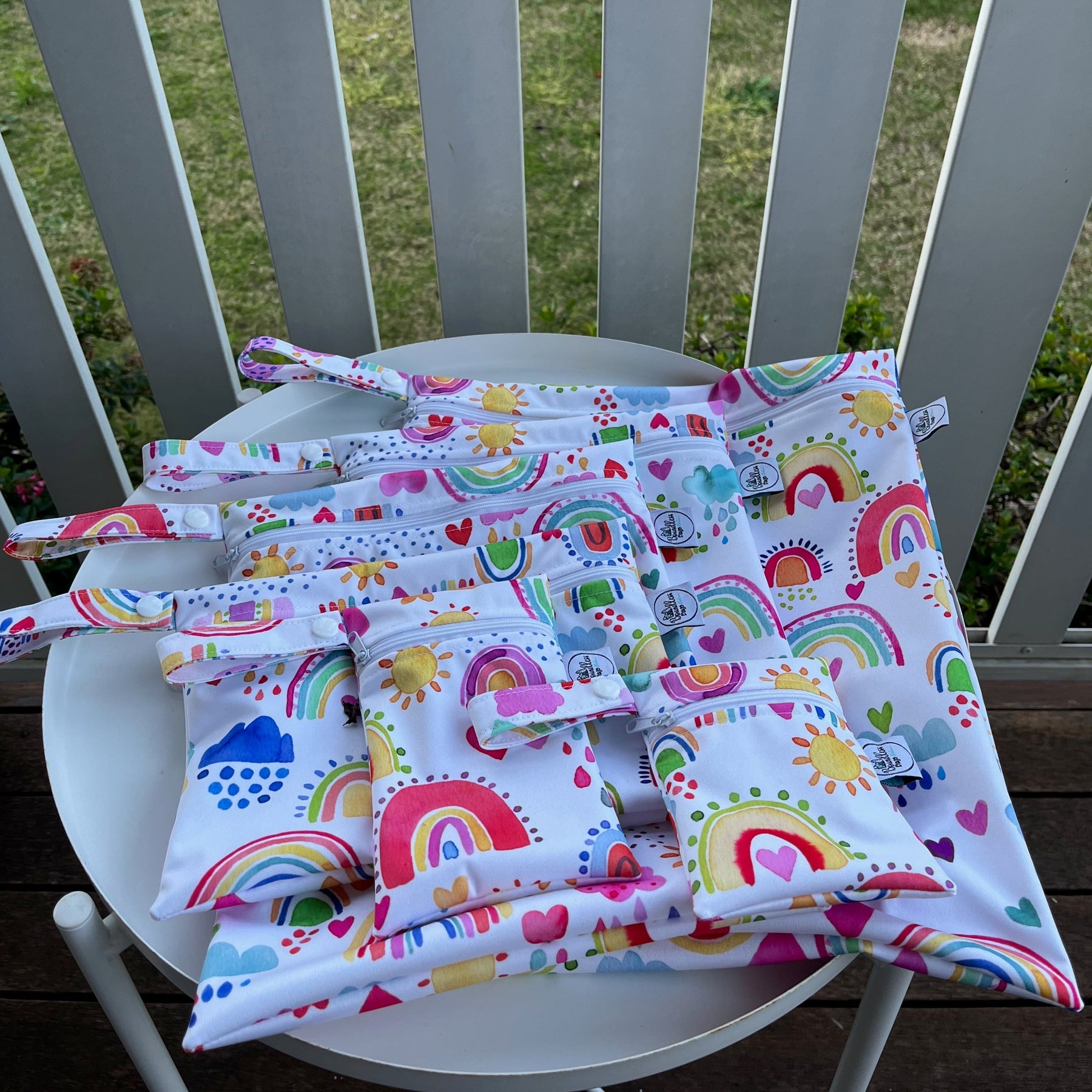 READY MADE Water-resistant wet bags - Rainbows of Hope in the Sky (Ninola Design)  | Ready to ship | FREE Postage