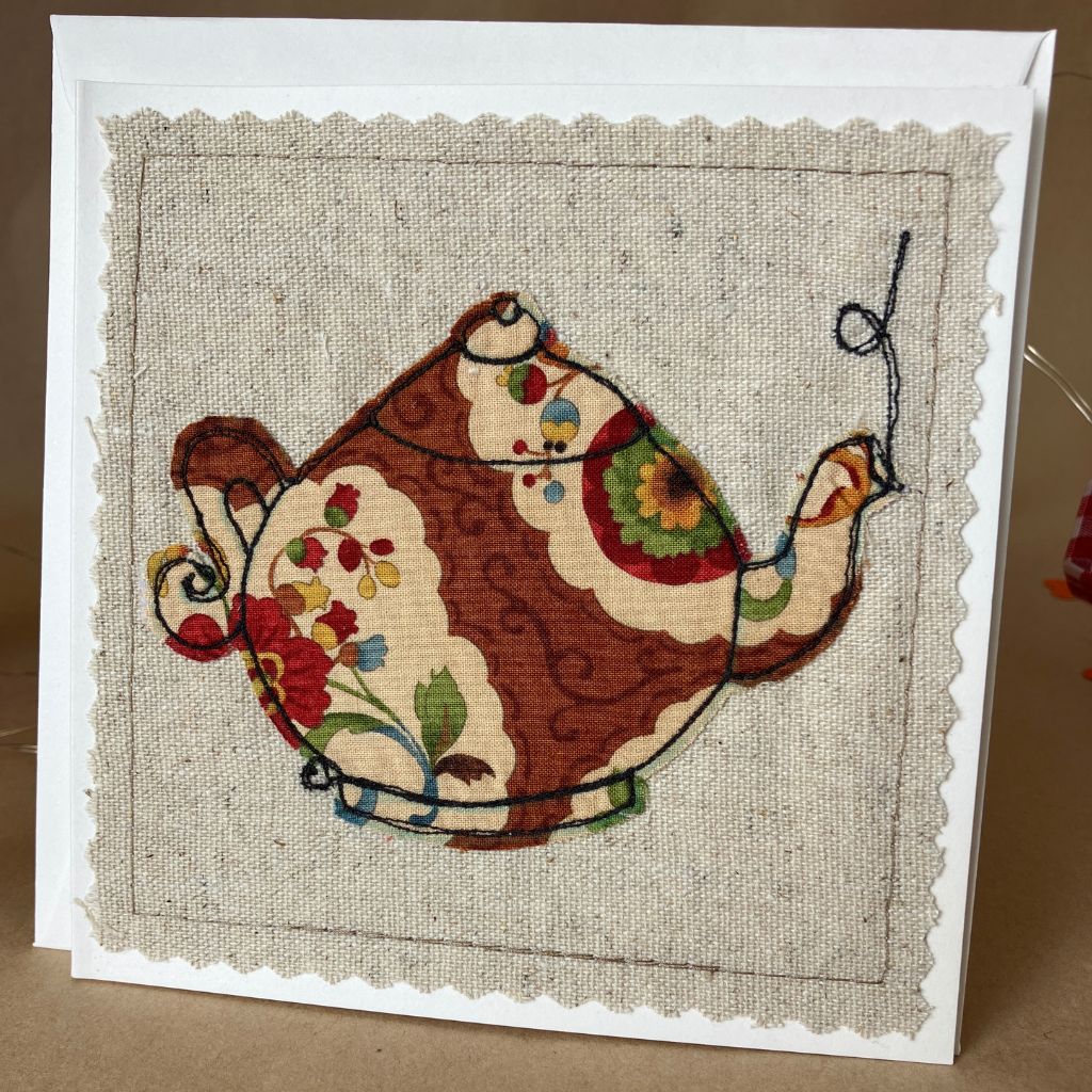 Handmade Fabric Greeting Card & Envelope| 13cm x 13cm | Blank inside