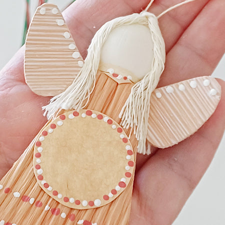 Hello - Palm Angel, Ornament Sympathy Gift, English rose and white dots