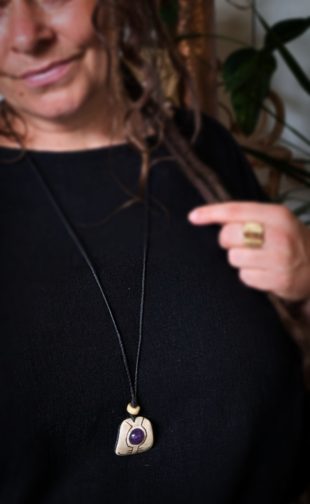 •| AMETHYST | DEER ANTLER |• natural crystal necklace talisman
