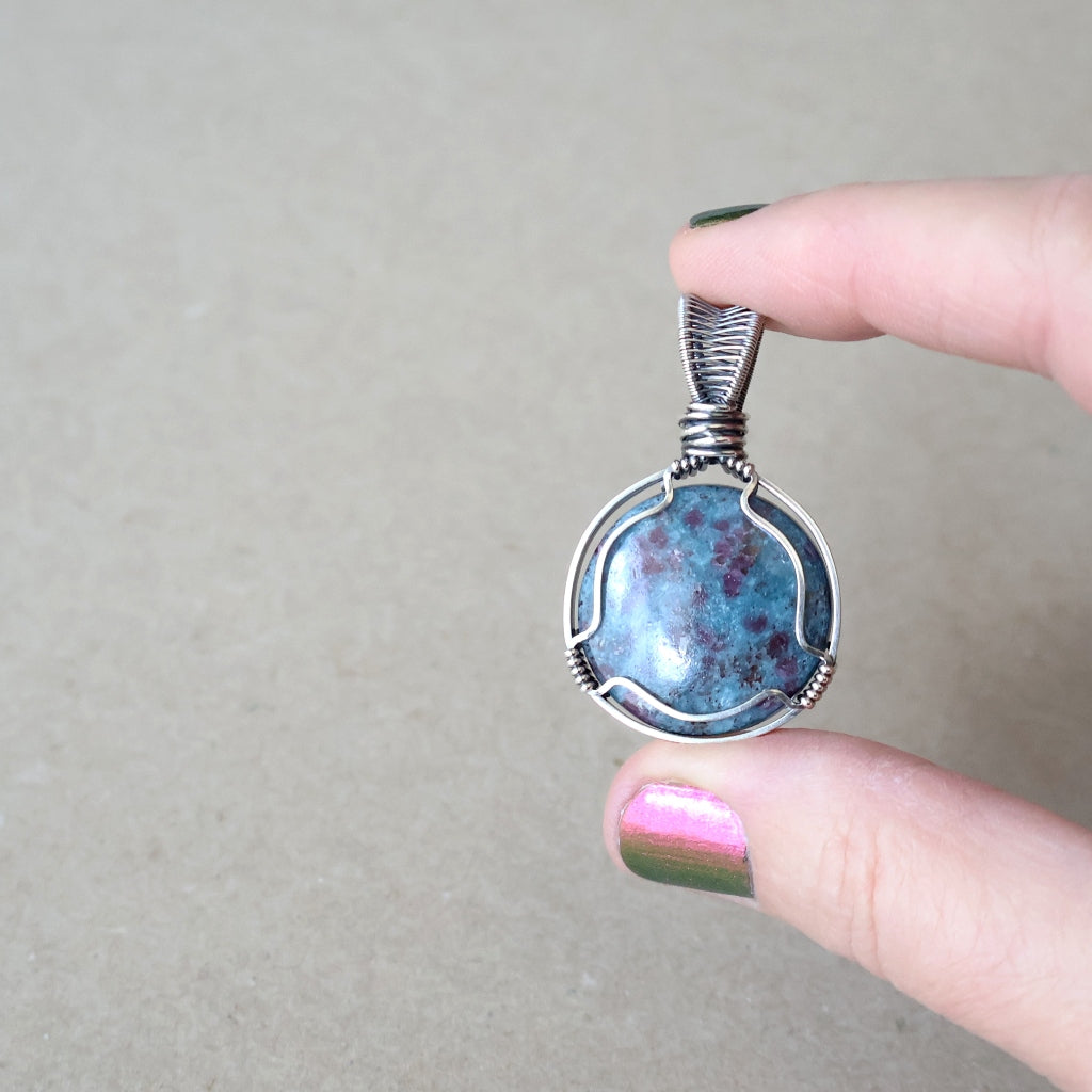 Sterling Silver Ruby Kyanite Pendant ~ Talisman of Vitality and Intuition