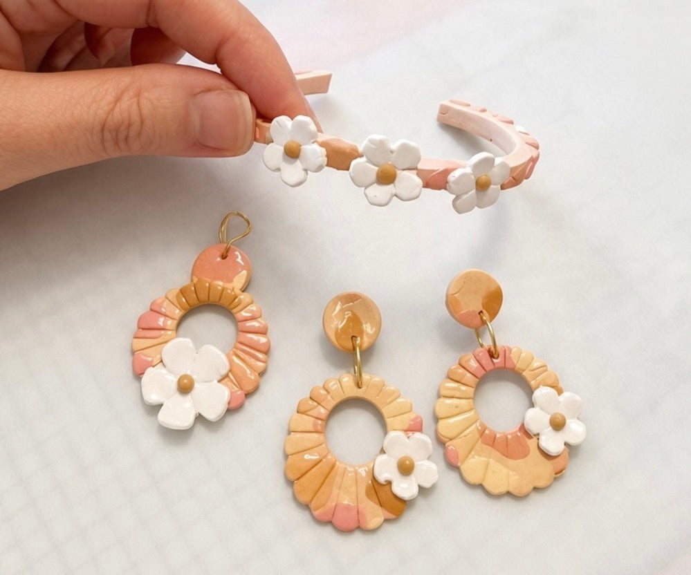 Blossom & Clay Earrings, Pendant, and Bangle Bundle