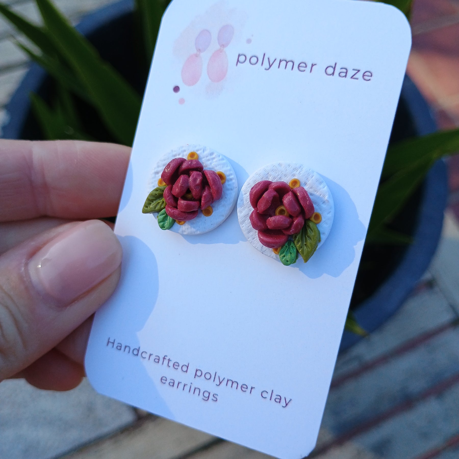 Statement rose stud earring