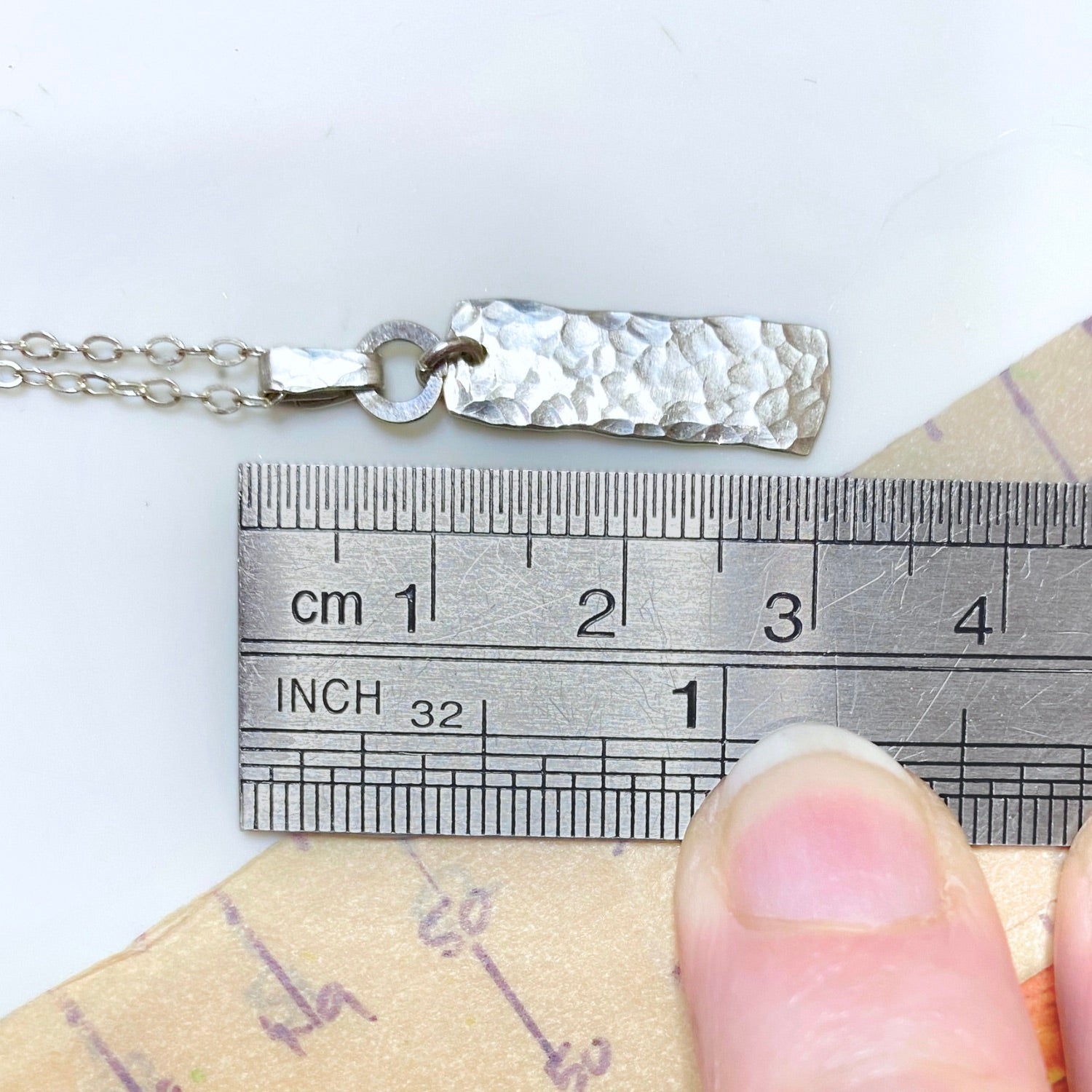 Dimpled silver pendant | Chain necklace | Sterling silver