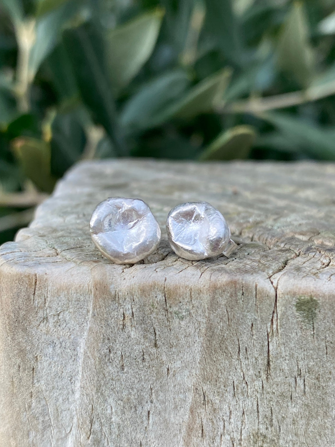 Tidal Pool Stud Earrings | Handmade Sterling Silver Organic Studs