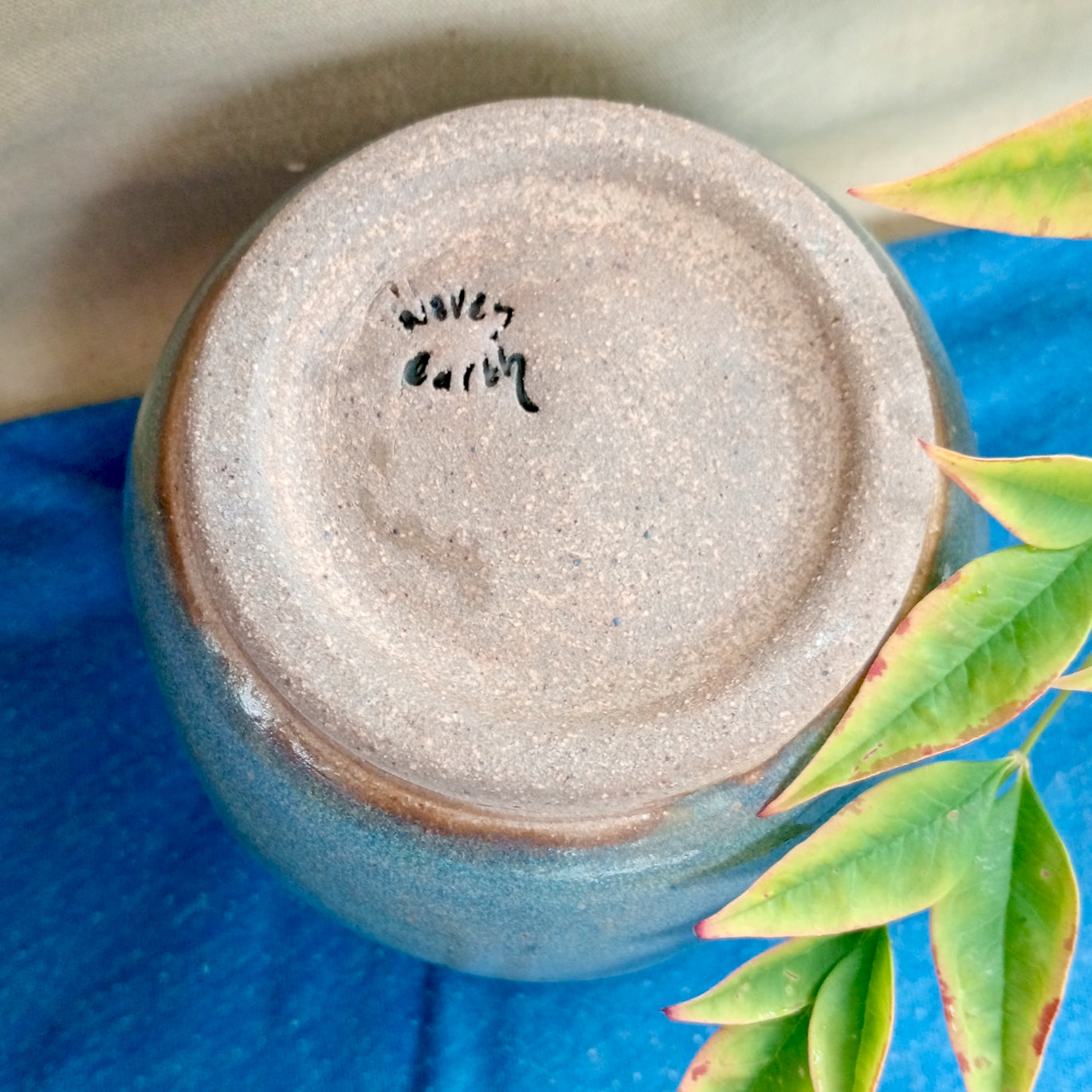 Blue Ceramic Tumbler with Flower Motif
