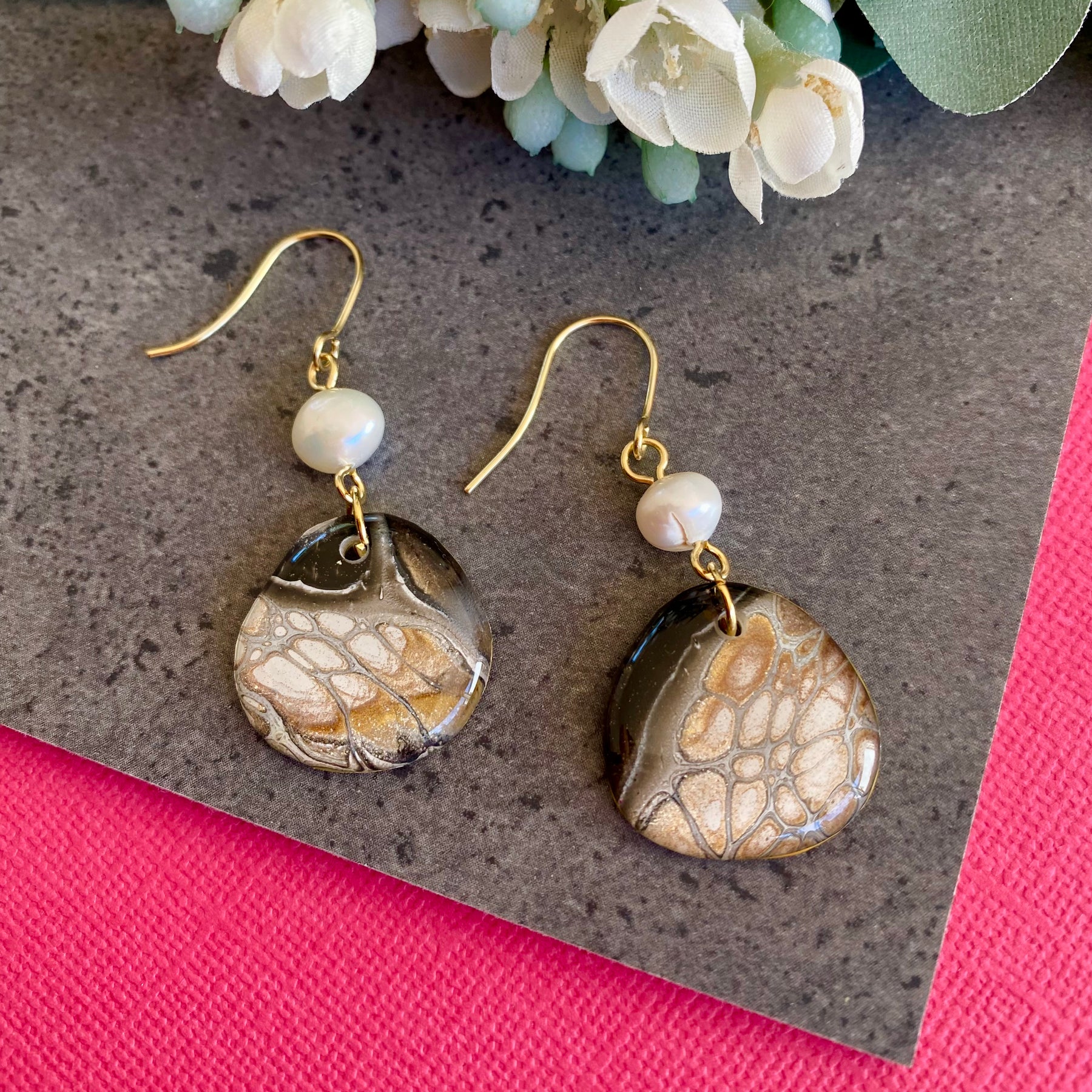 Freshwater Pearls and Art Earrings