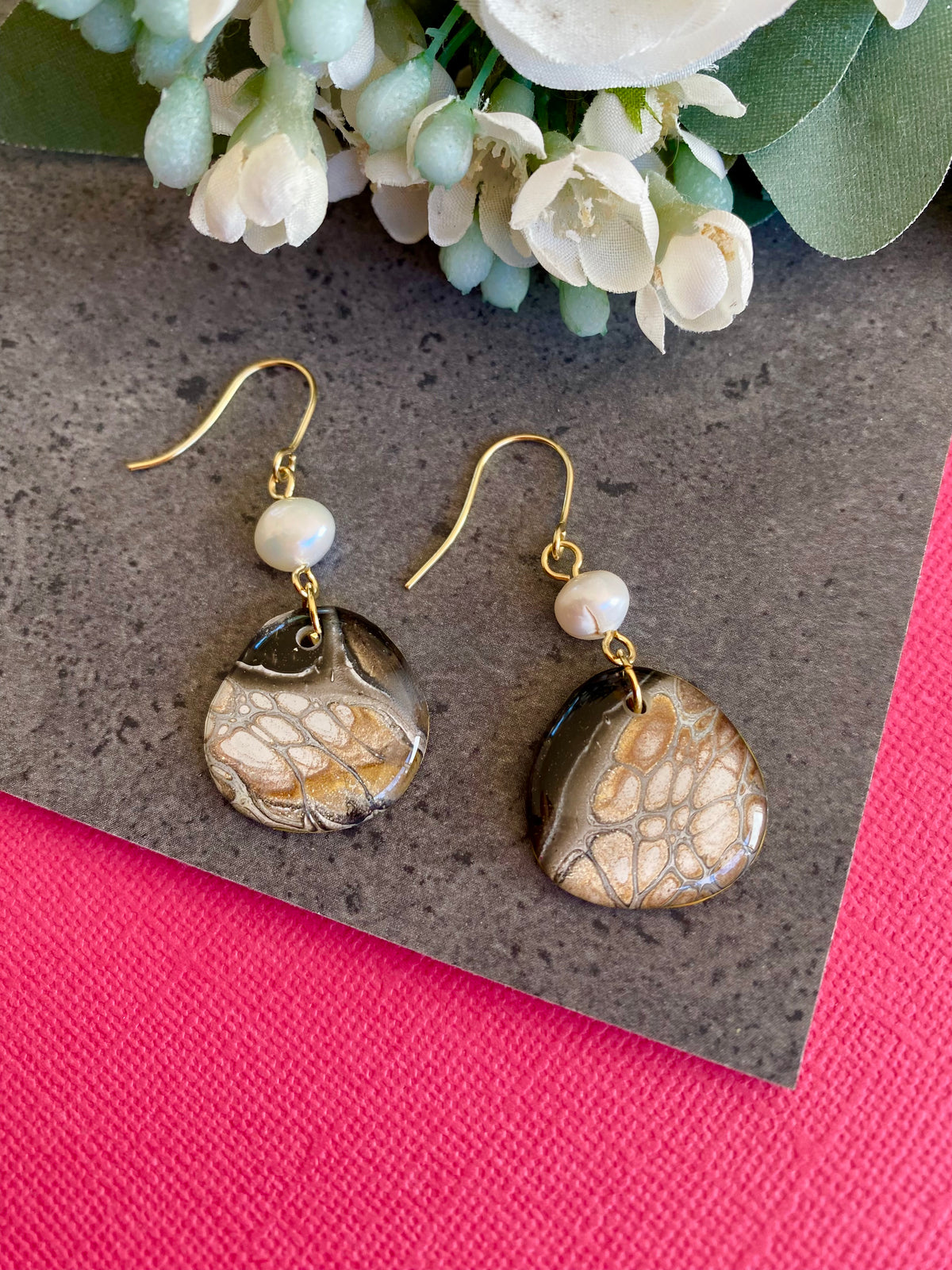 Freshwater Pearls and Art Earrings