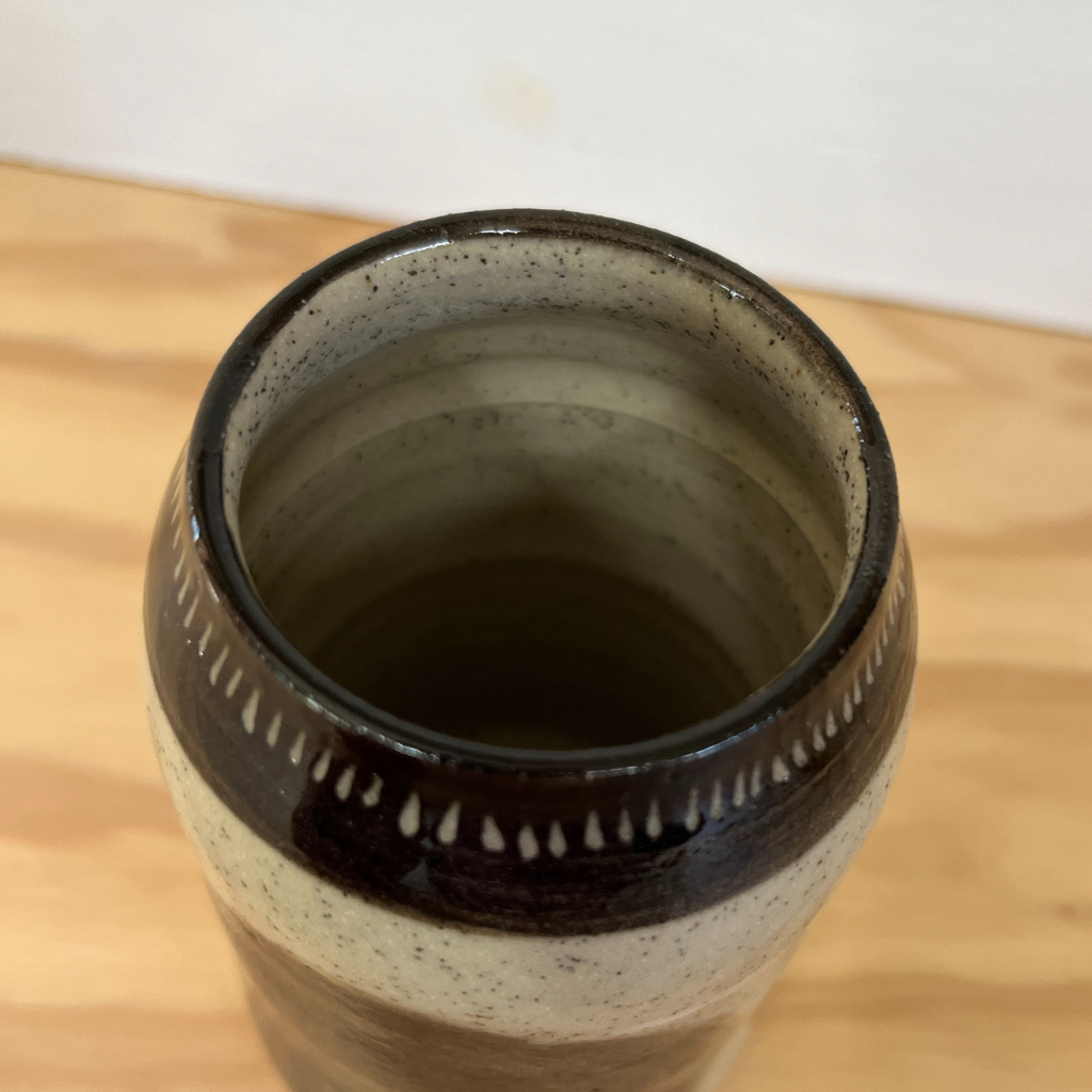 Wheel-thrown Hand-painted Ceramic Bud Vase 14cm "Circles and Lines"