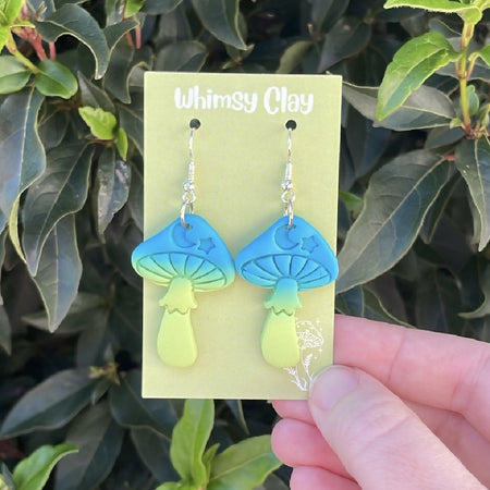 Blue/Green Magic Mushroom Earrings