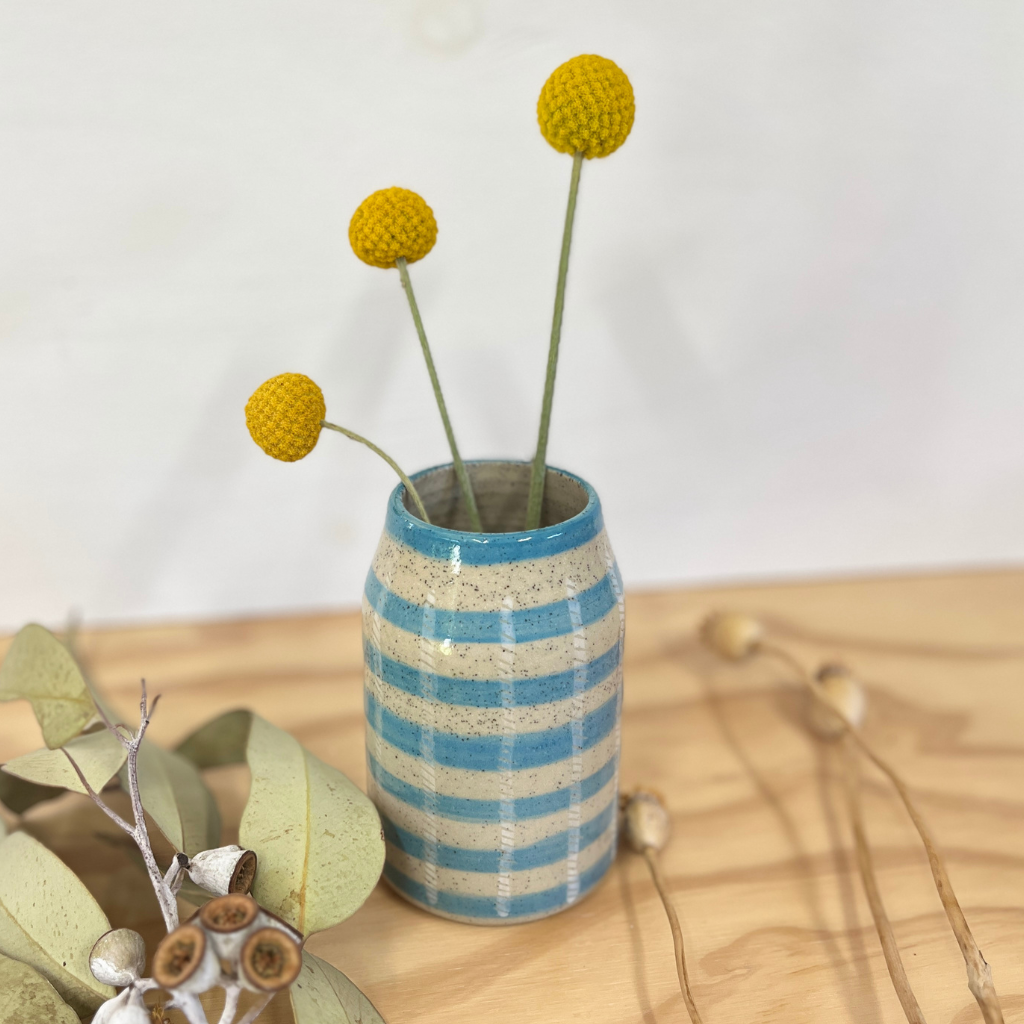 Hand-painted Wheel-thrown Ceramic Bud Vase 13cm "Sea-Side"