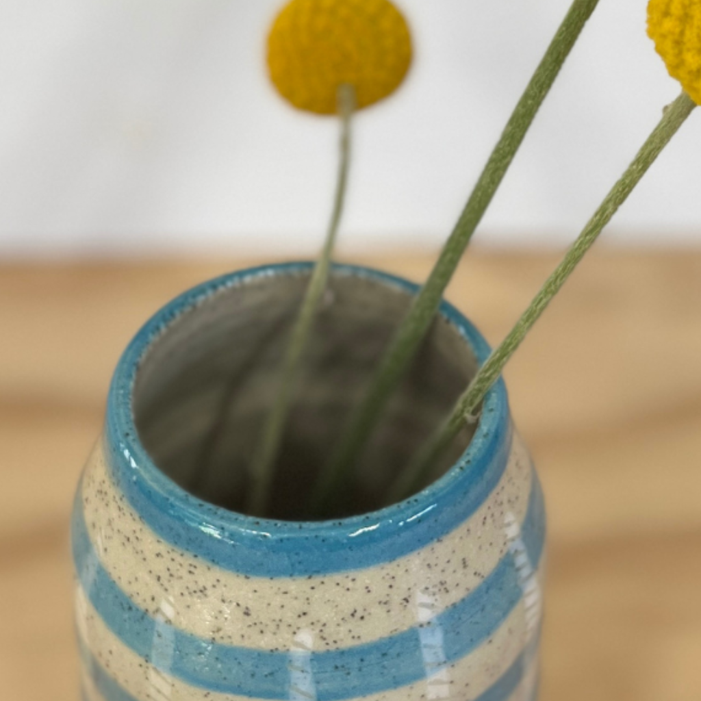 Hand-painted Wheel-thrown Ceramic Bud Vase 13cm "Sea-Side"