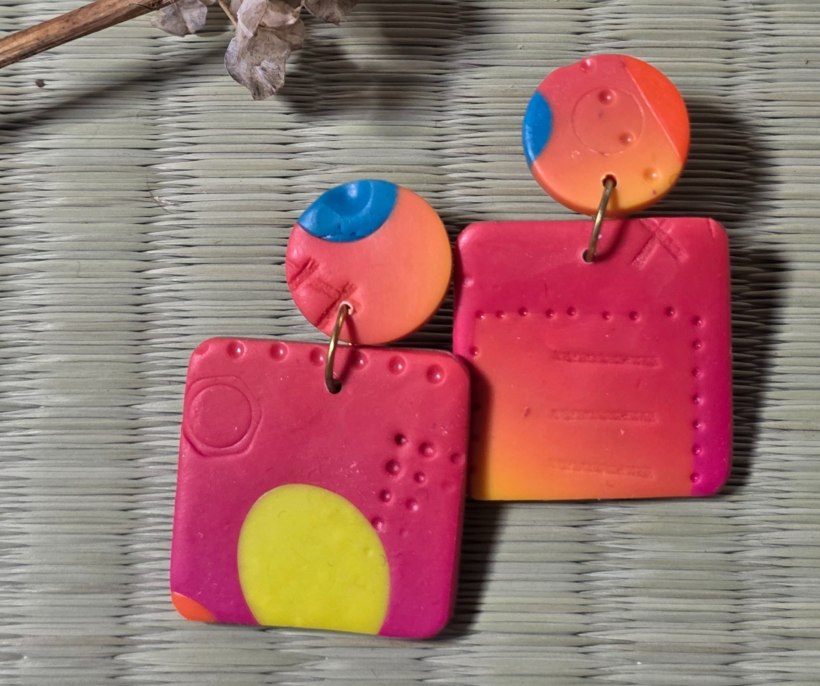 Orange stud earrings